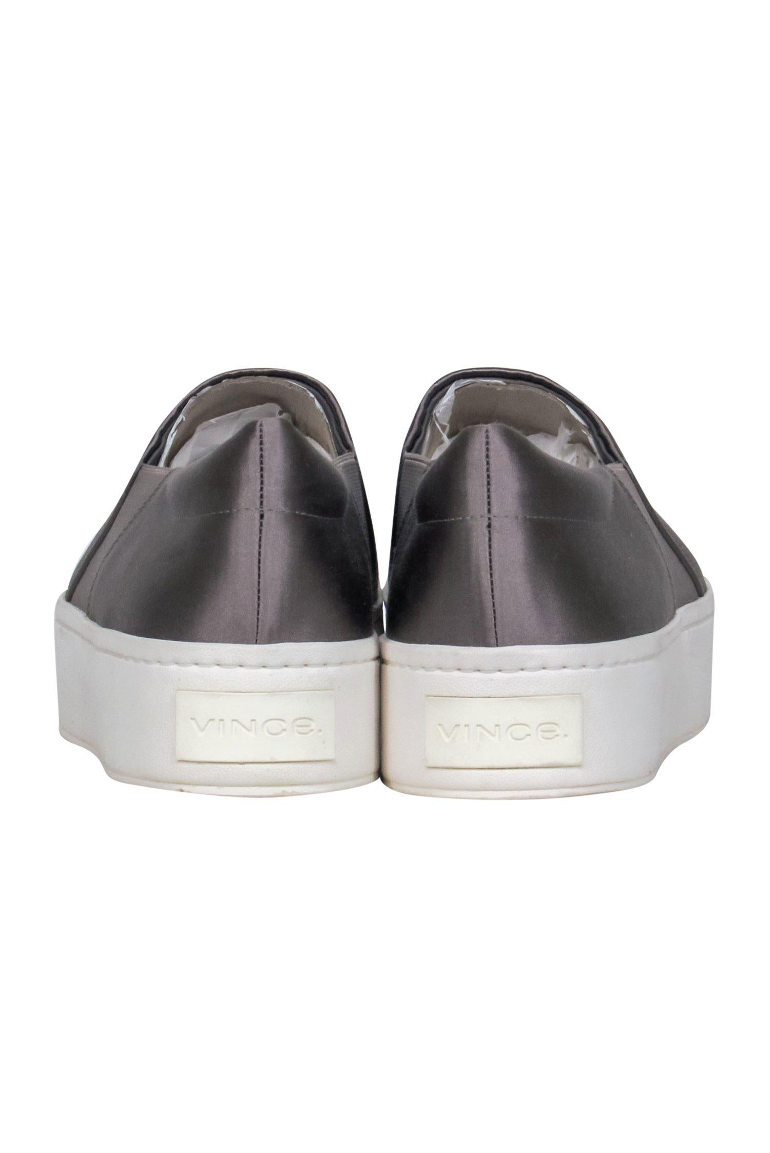 Vince Grey Satin Slip-On Platform Sneakers - Size 7: Sporty Chic for Weekends
