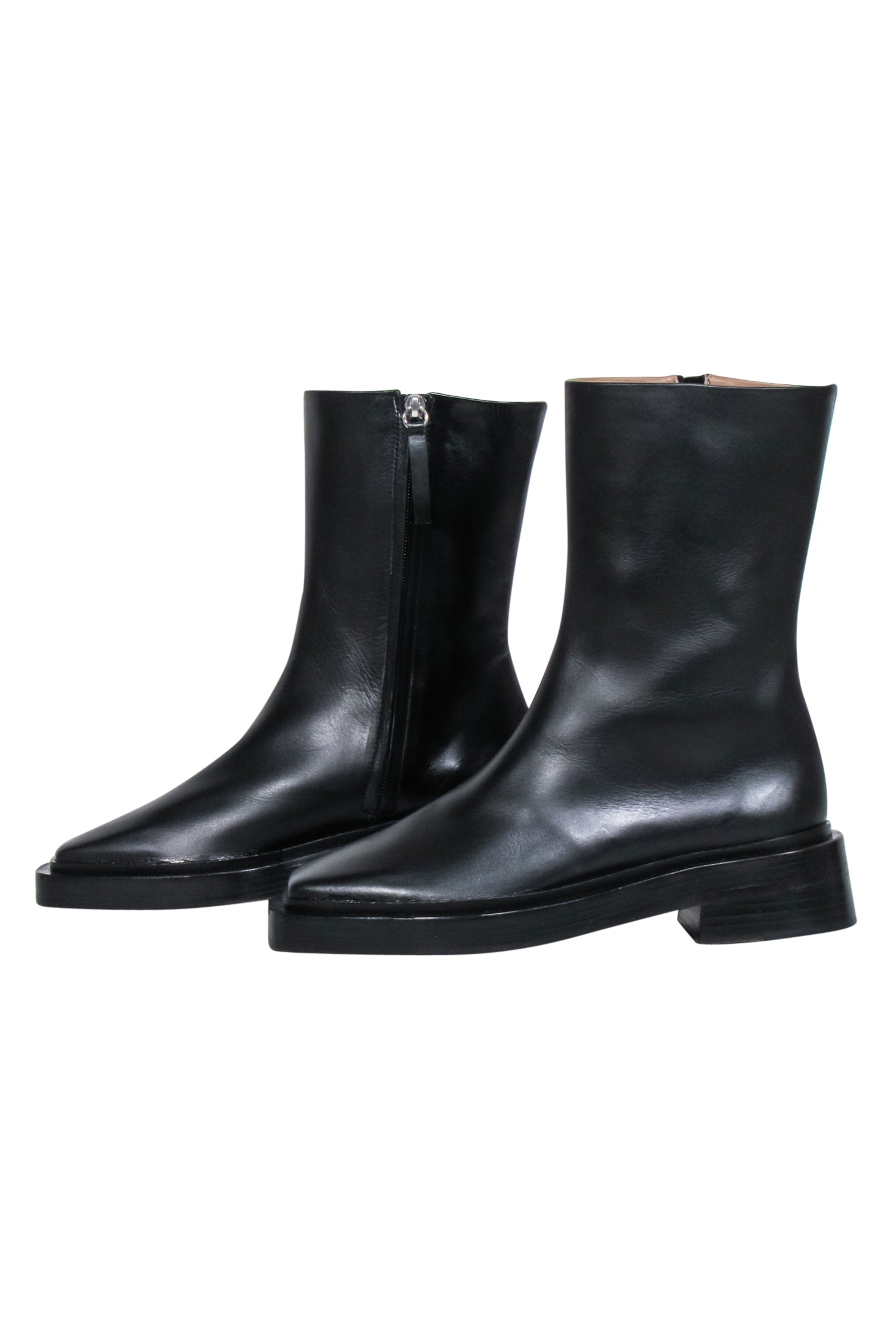 Poetry Black Leather Square Toe Boots - Size 8 - Stylish Spanish Craftsmanship