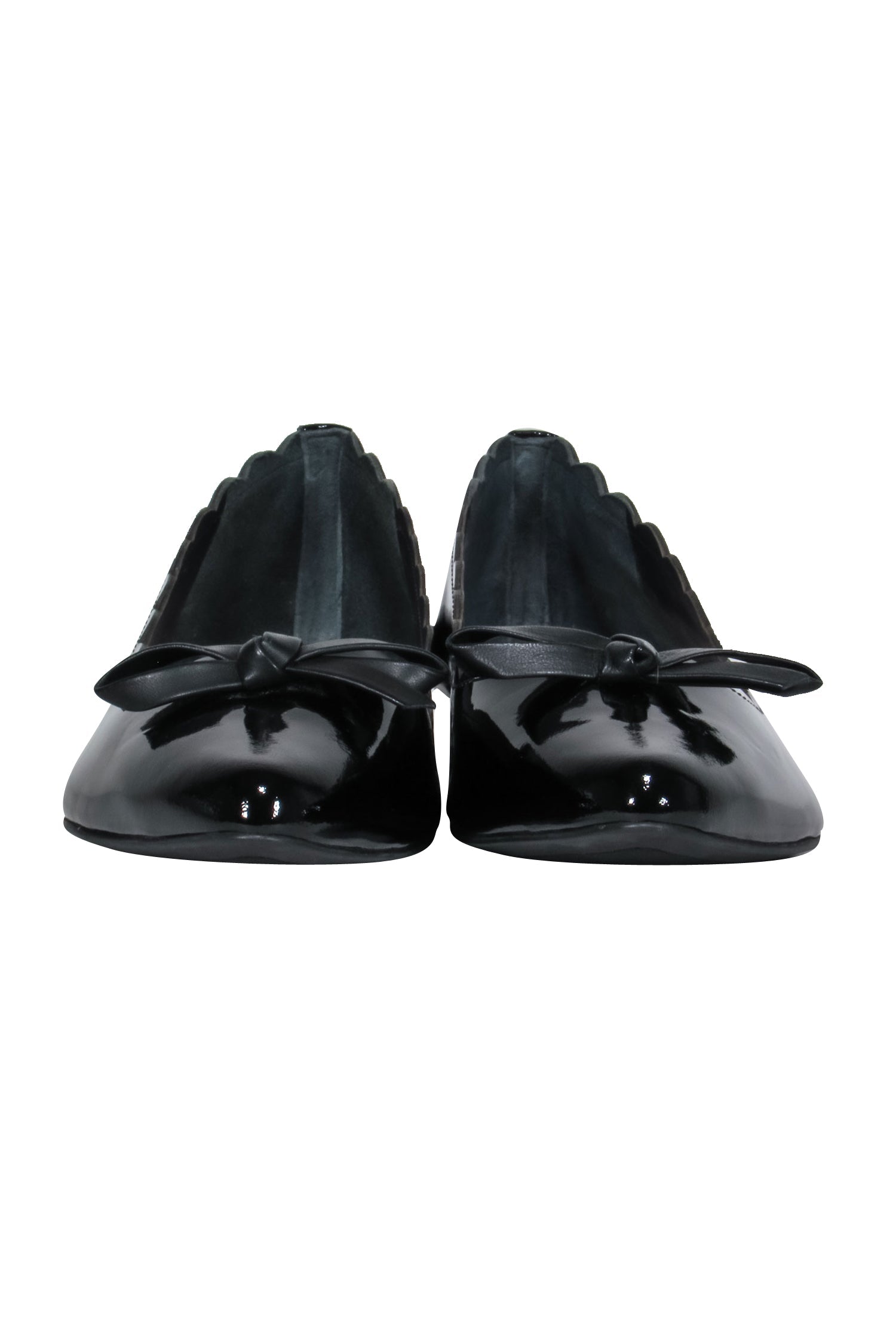 Kate Spade Black Scalloped Patent Leather Bow Flats - Size 8