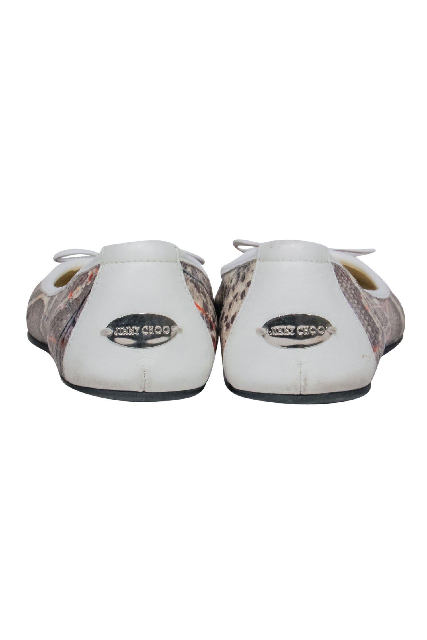 Jimmy Choo Grey Snakeskin & Paint Splatter Ballet Flats - Size 4.5