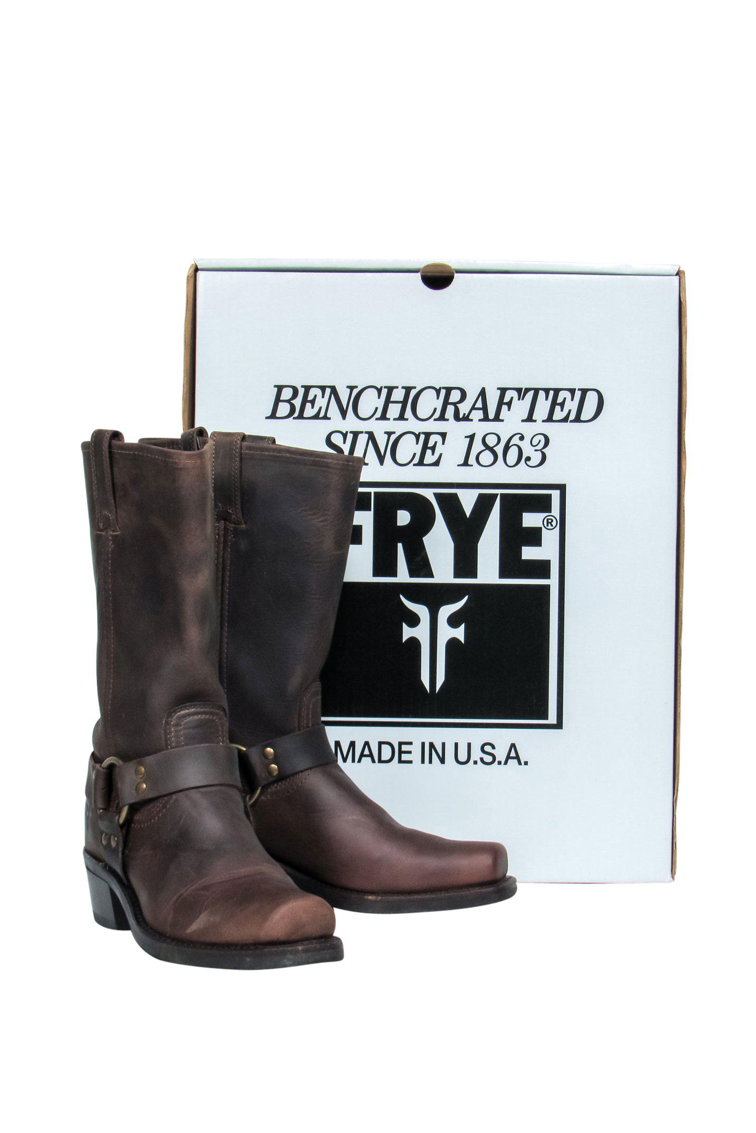 Frye Brown Western Leather Calf-High Boots - Size 9: Add Cowboy Cool to Your Look!