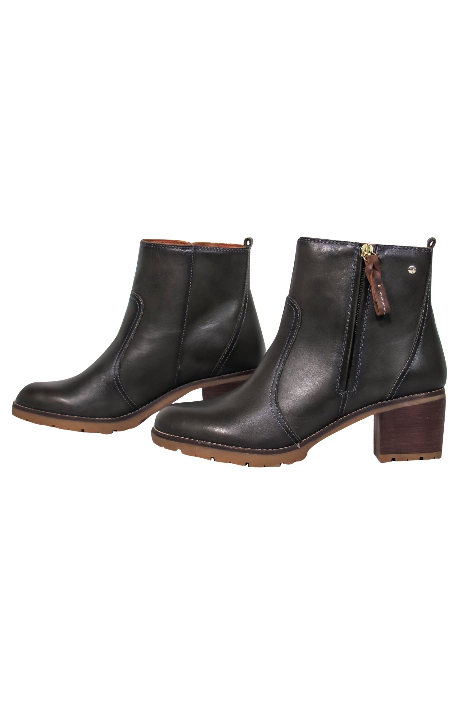 Pikolinos Brown Leather Block Heel Ankle Booties - Size 10 - Fall Fashion Must-Have