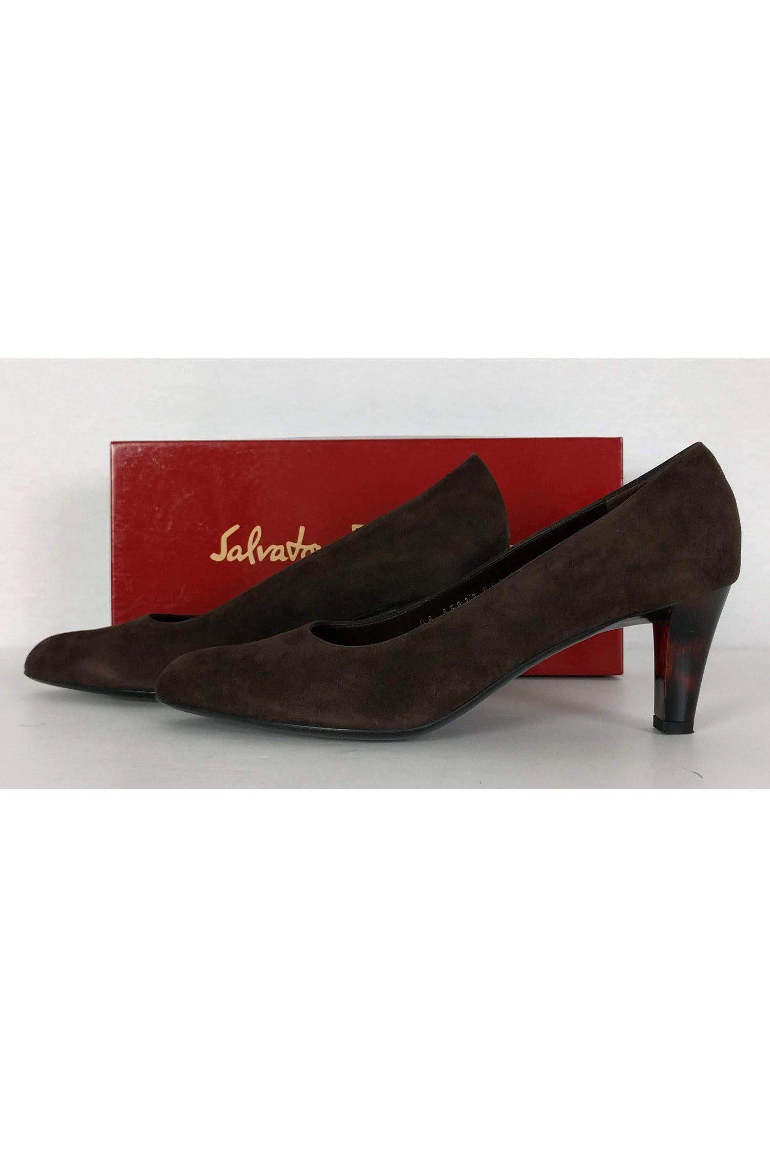 Ferragamo Brown Suede Office Pumps - Size 11
