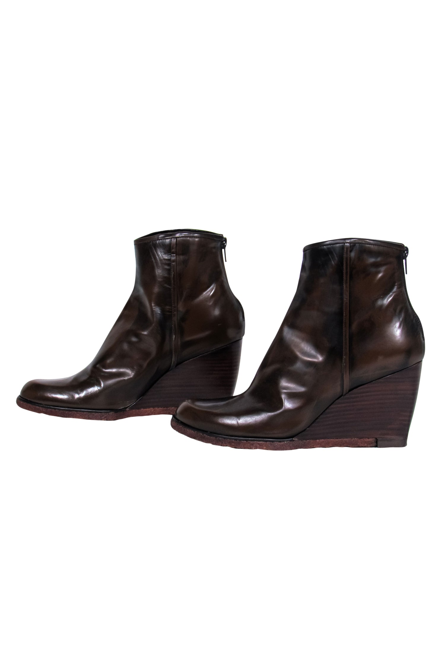 Stuart Weitzman Walnut Marbled Leather Rho Ankle Booties - Size 9 - Elevate Your Fall Fashion!