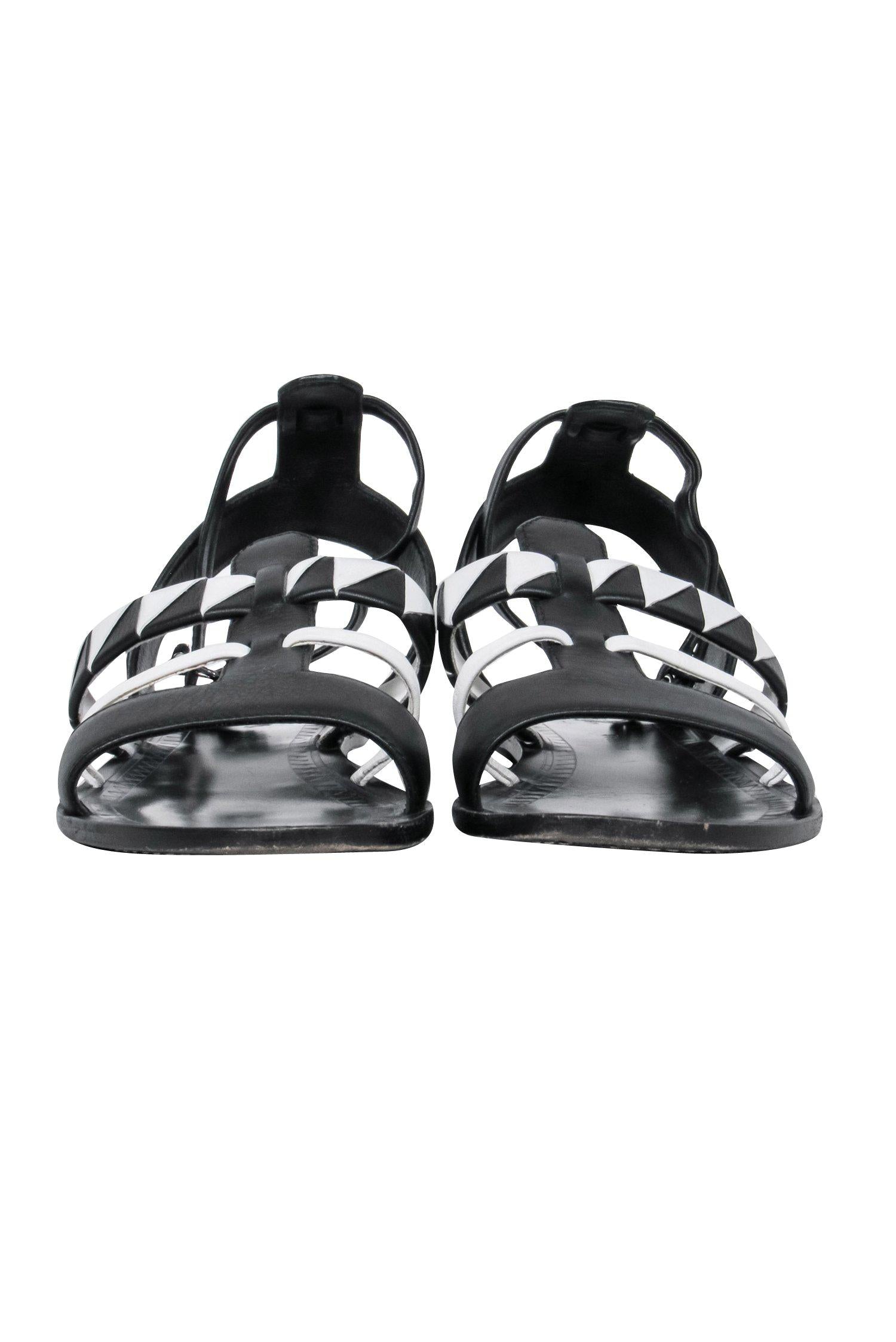 Proenza Schouler - Stunning Black & White Geometric Woven Strappy Sandals in Size 9