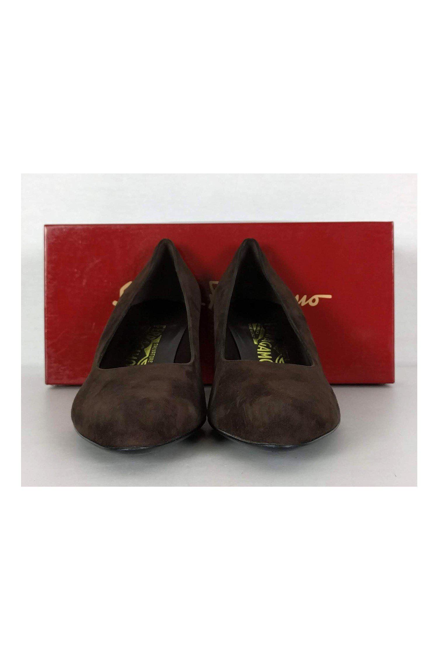 Ferragamo Brown Suede Office Pumps - Size 11