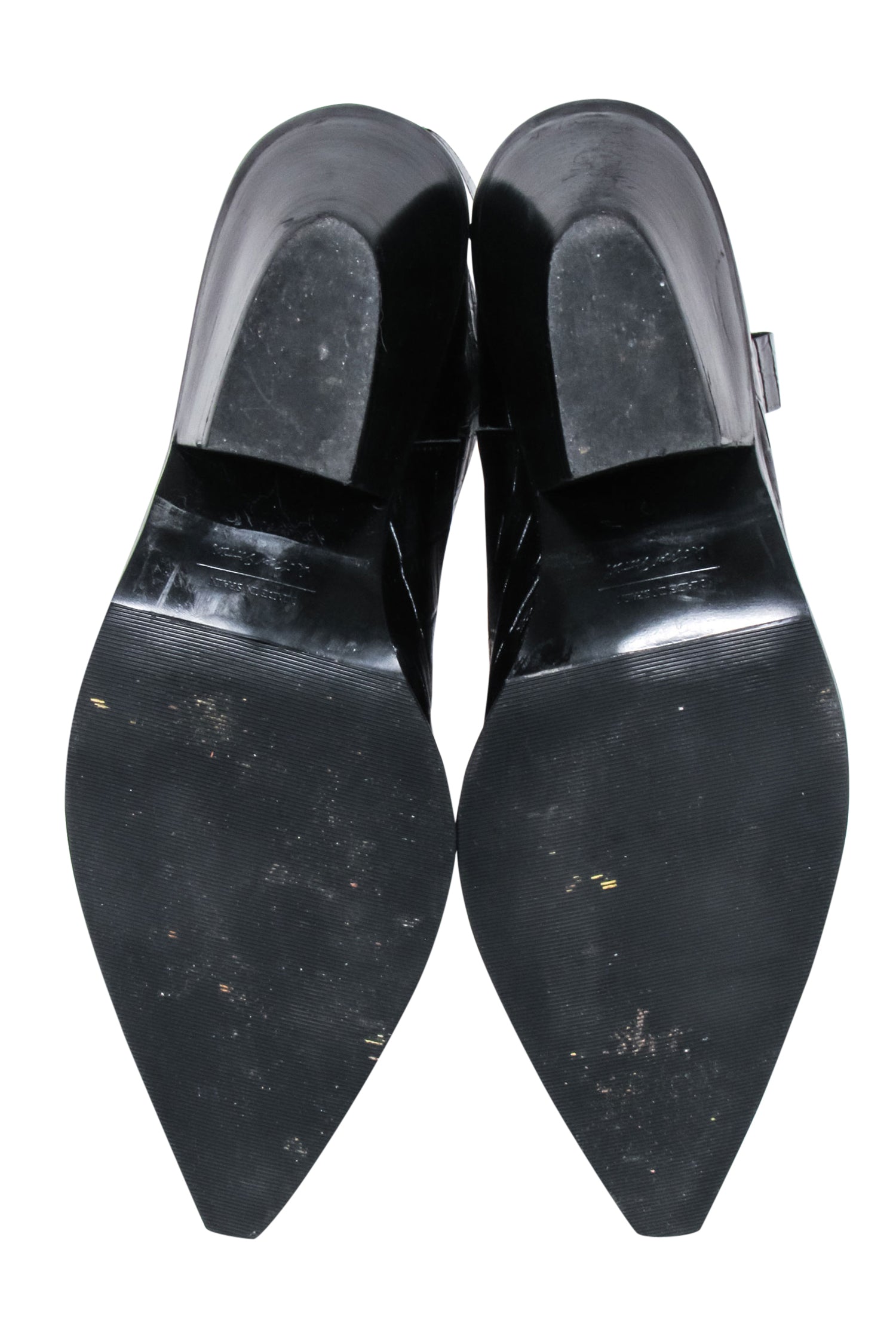 & Other Stories Black Croc-Embossed Leather Cowboy Boots - Size 9.5