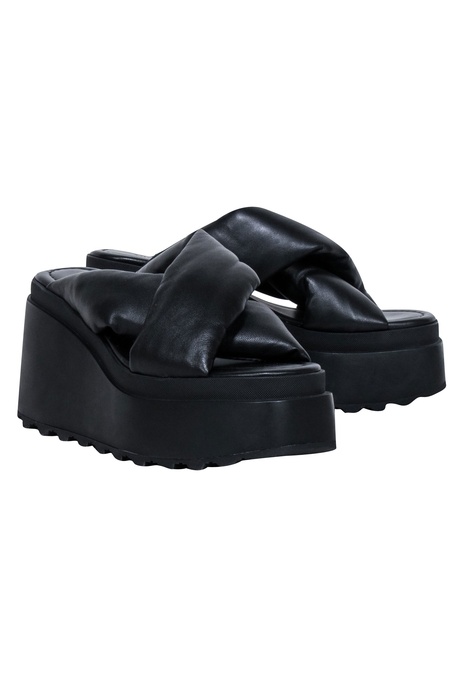 Vic Matie's Trendy Black Platform Chunky Slide Sandals - Size 7