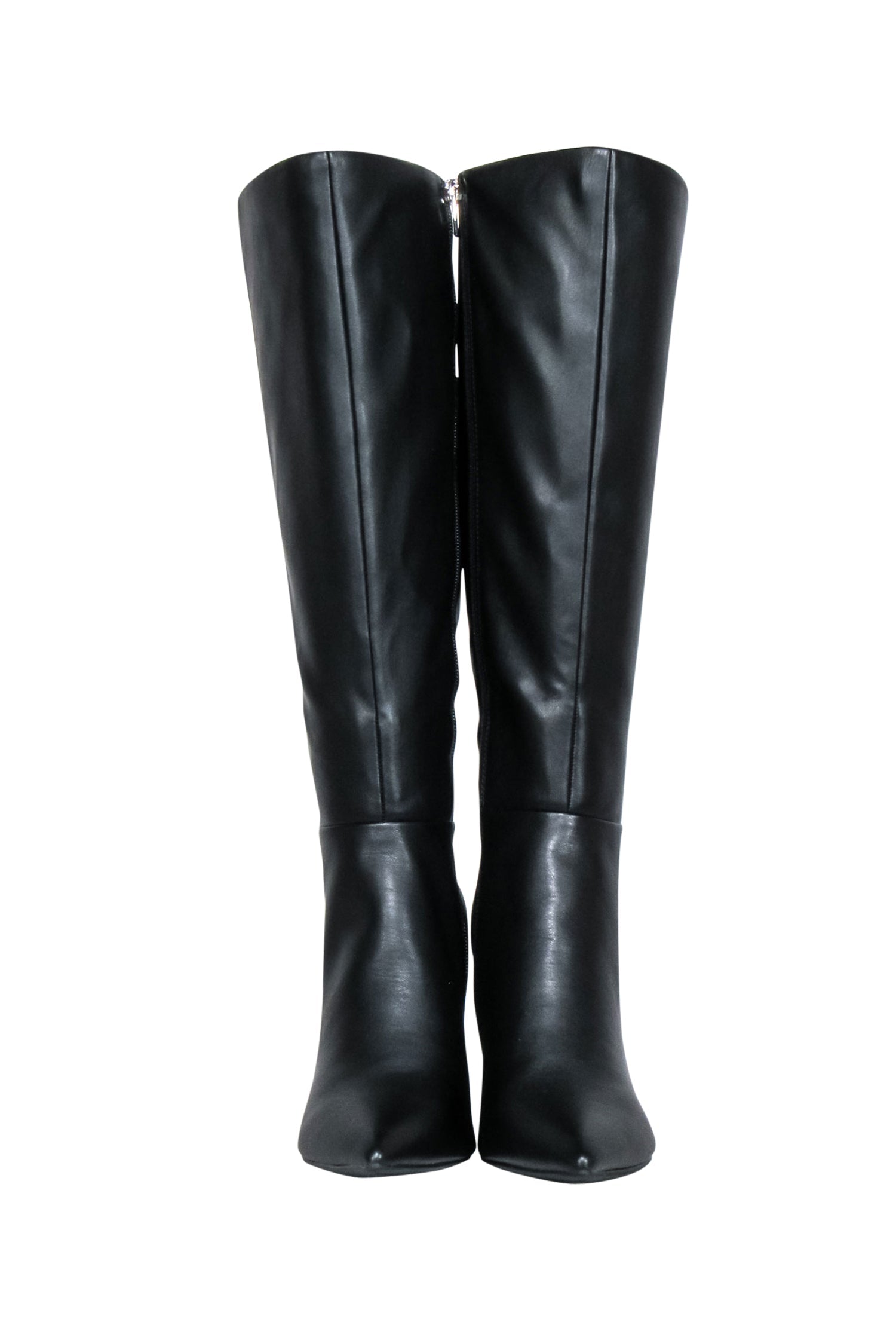 Marc Fisher Black Faux Leather Pointed-Toe Tall Heel Boots - Size 9.5