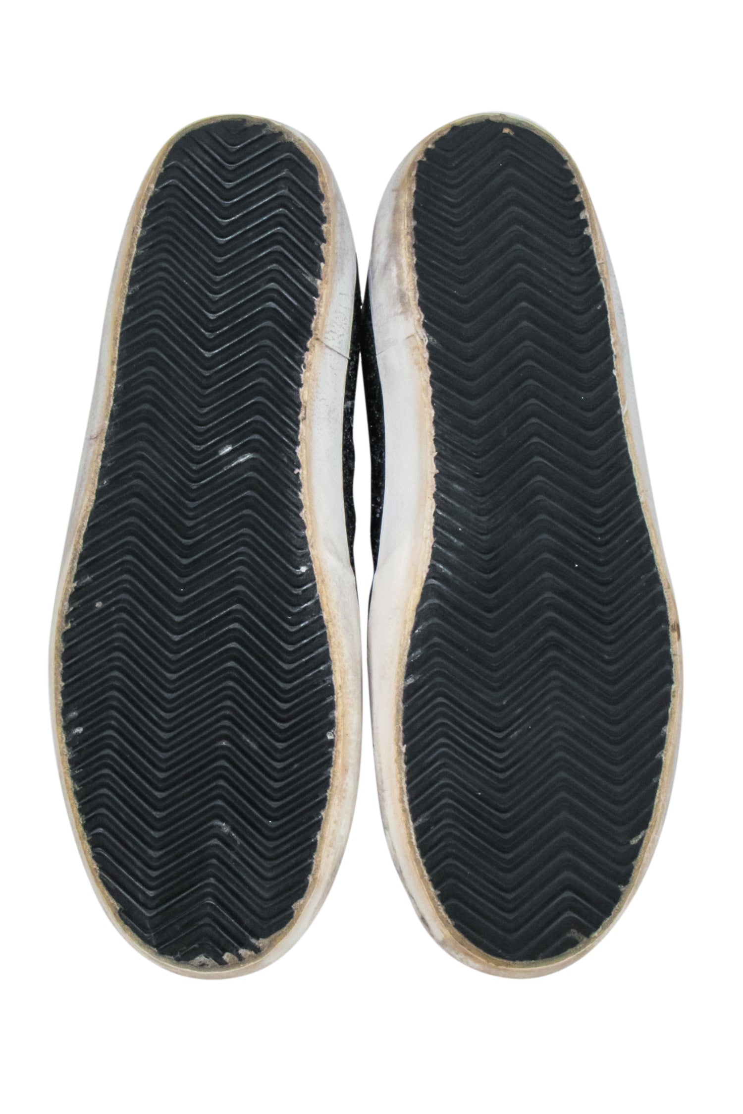 Golden Goose Navy Glitter & Suede Toe Sneakers with White Star - Size 9 - Make a Fashion Splash!