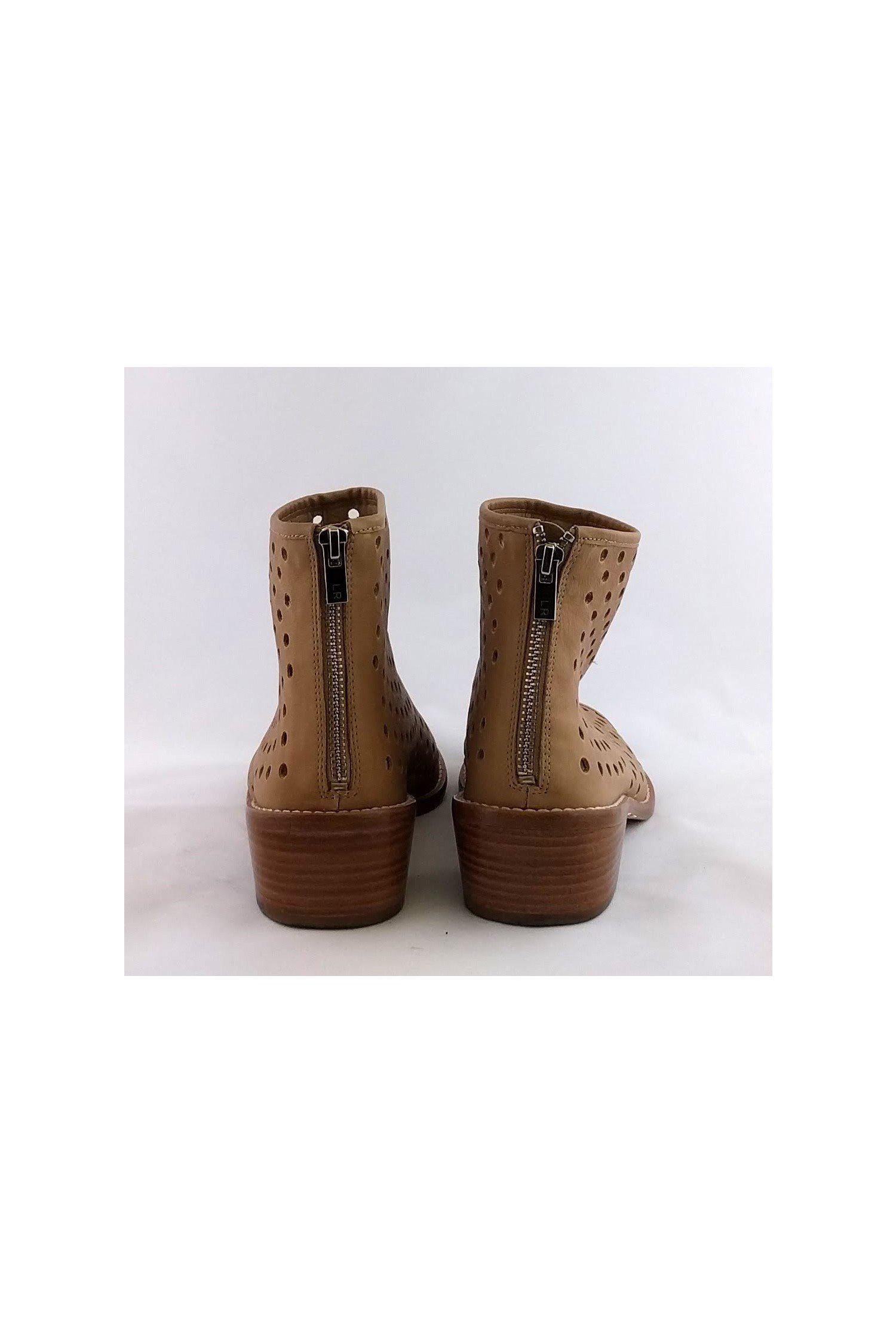 Loeffler Randall Perforated Tan Booties - Size 8.5 - Chic Open Toe Style