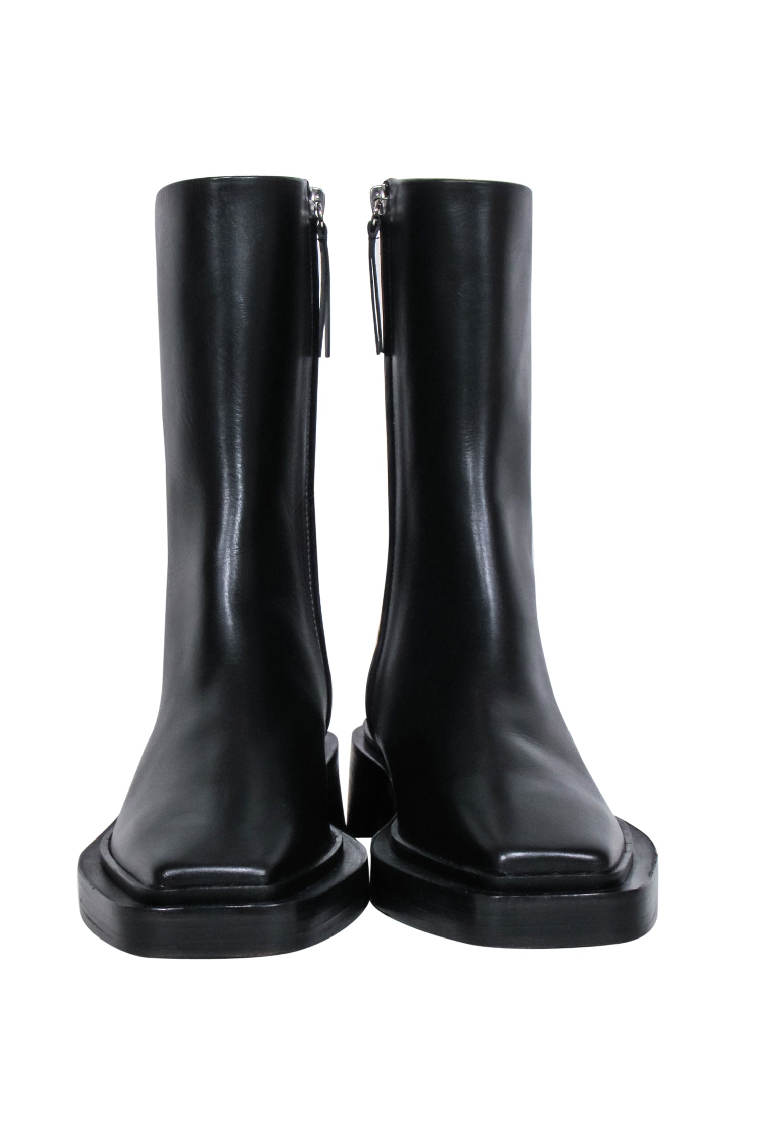 Poetry Black Leather Square Toe Boots - Size 8 - Stylish Spanish Craftsmanship