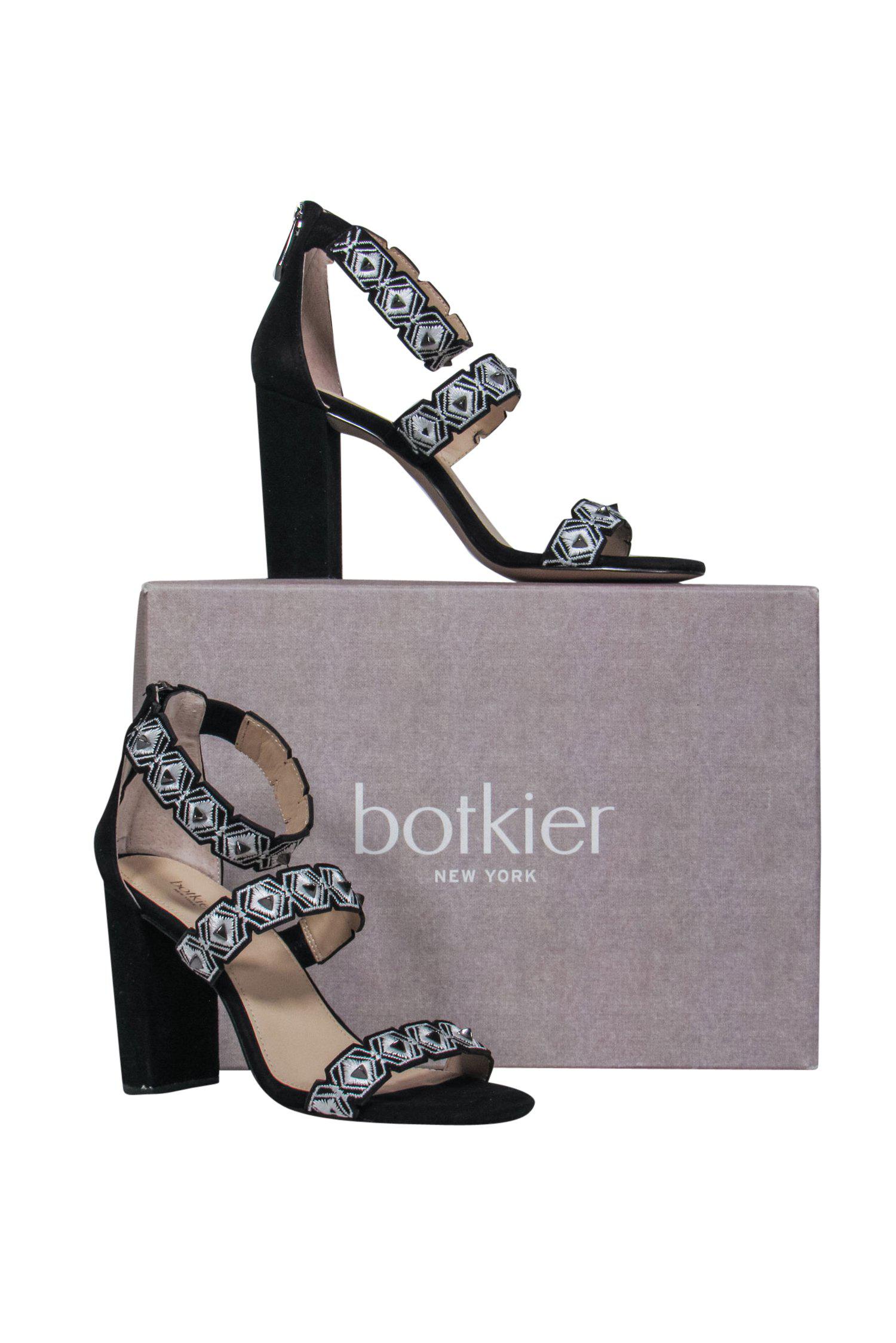 Botkier's Stunning Black Suede Studded Embroidered Strappy Pumps - Size 8.5