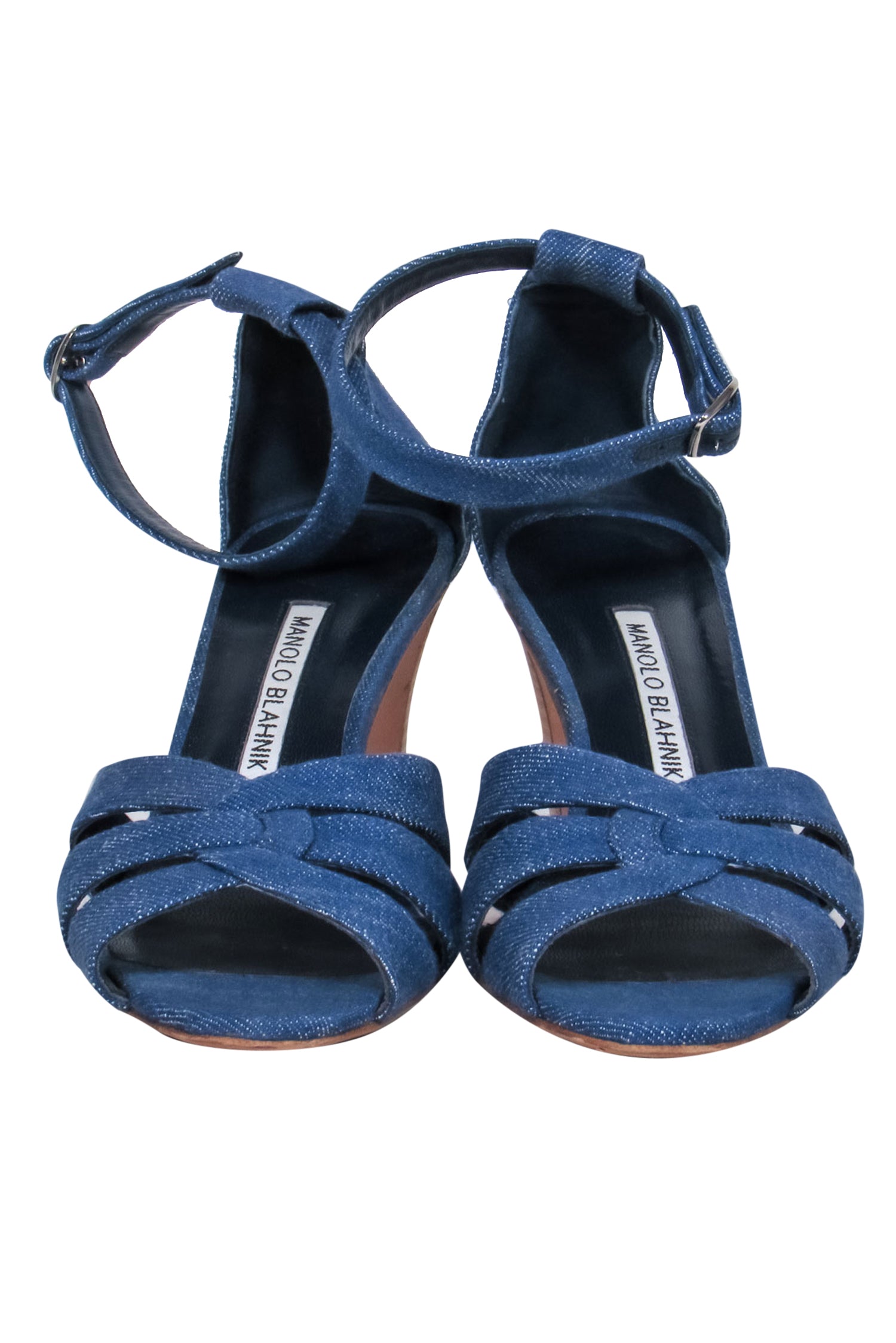 Manolo Blahnik Medium Wash Denim Strappy Pumps - Size 8 - Summer Fashion Must-Have