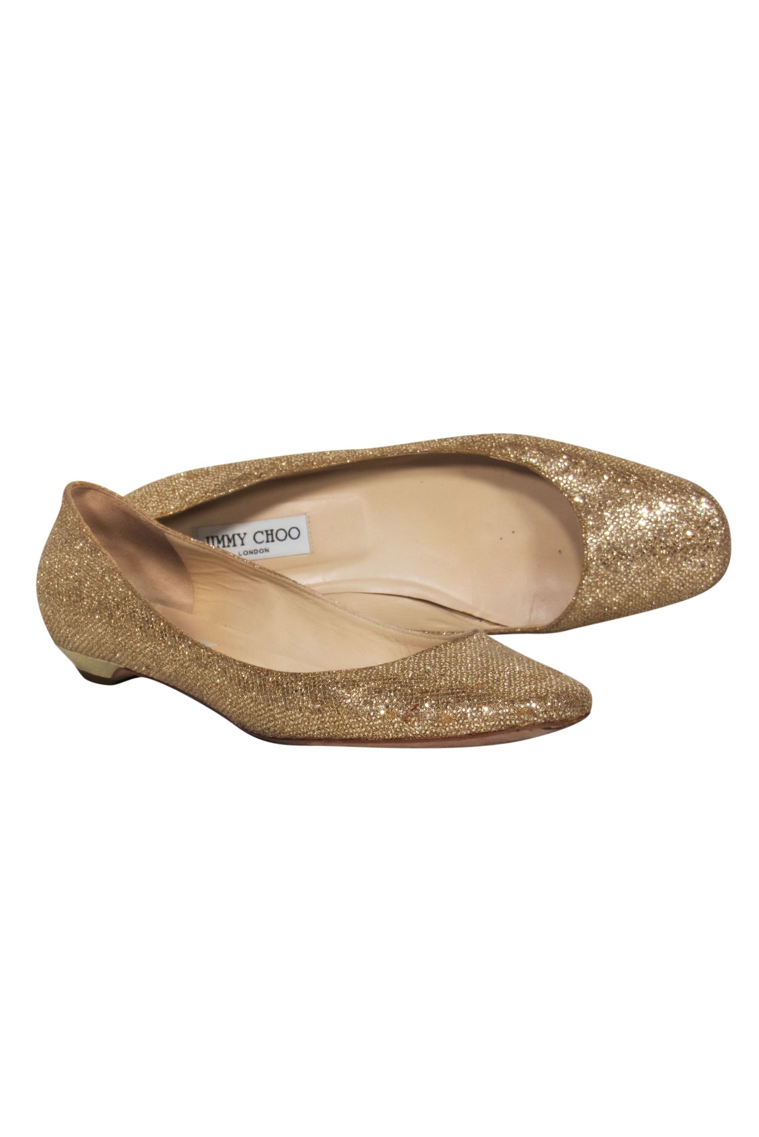 Jimmy Choo Gold Sparkly Flats - Size 12 - Glam Up Your Look!