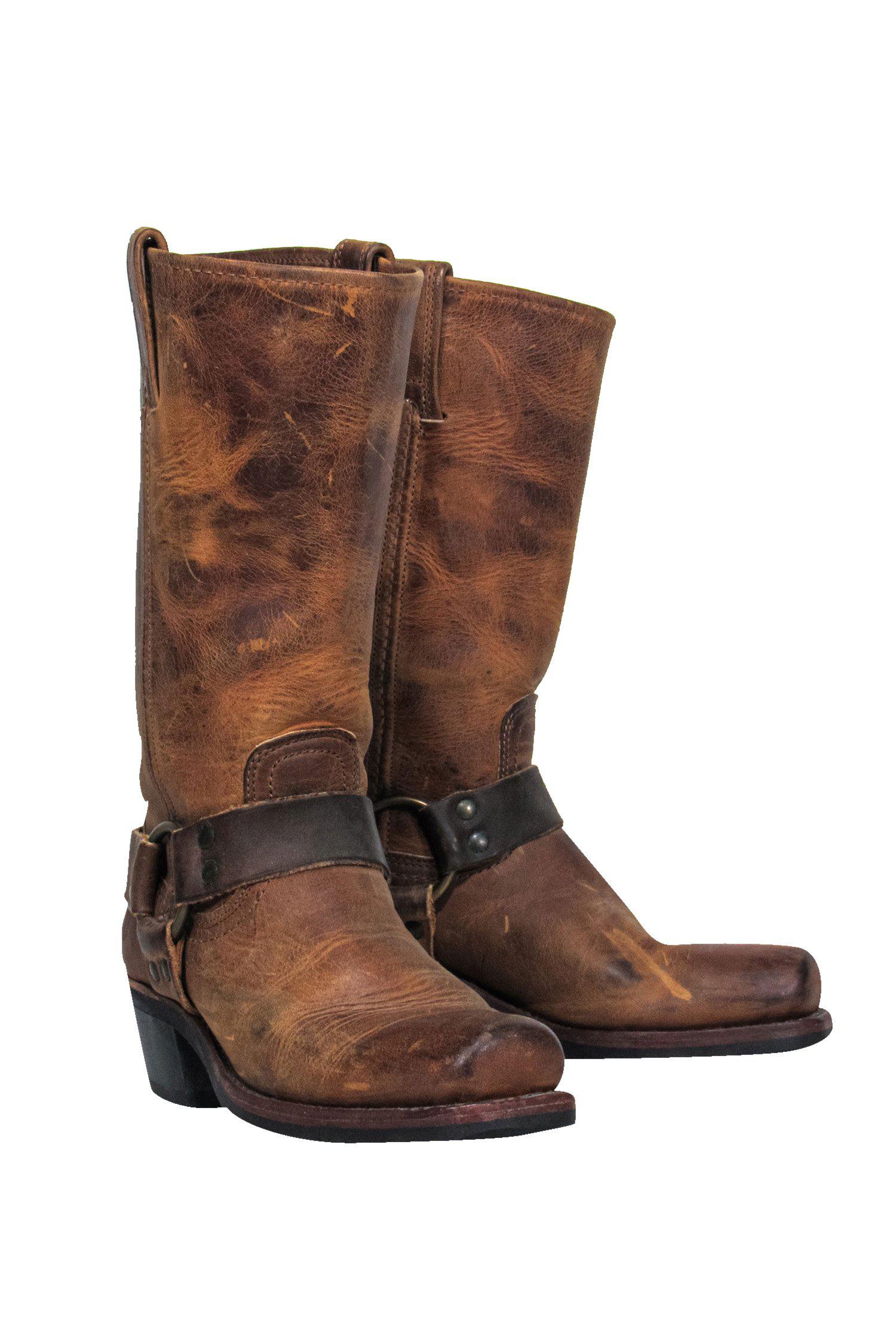 Frye Brown Western-Style Calf High Boots - Size 6 - Add Cowboy Cool to Your Look!