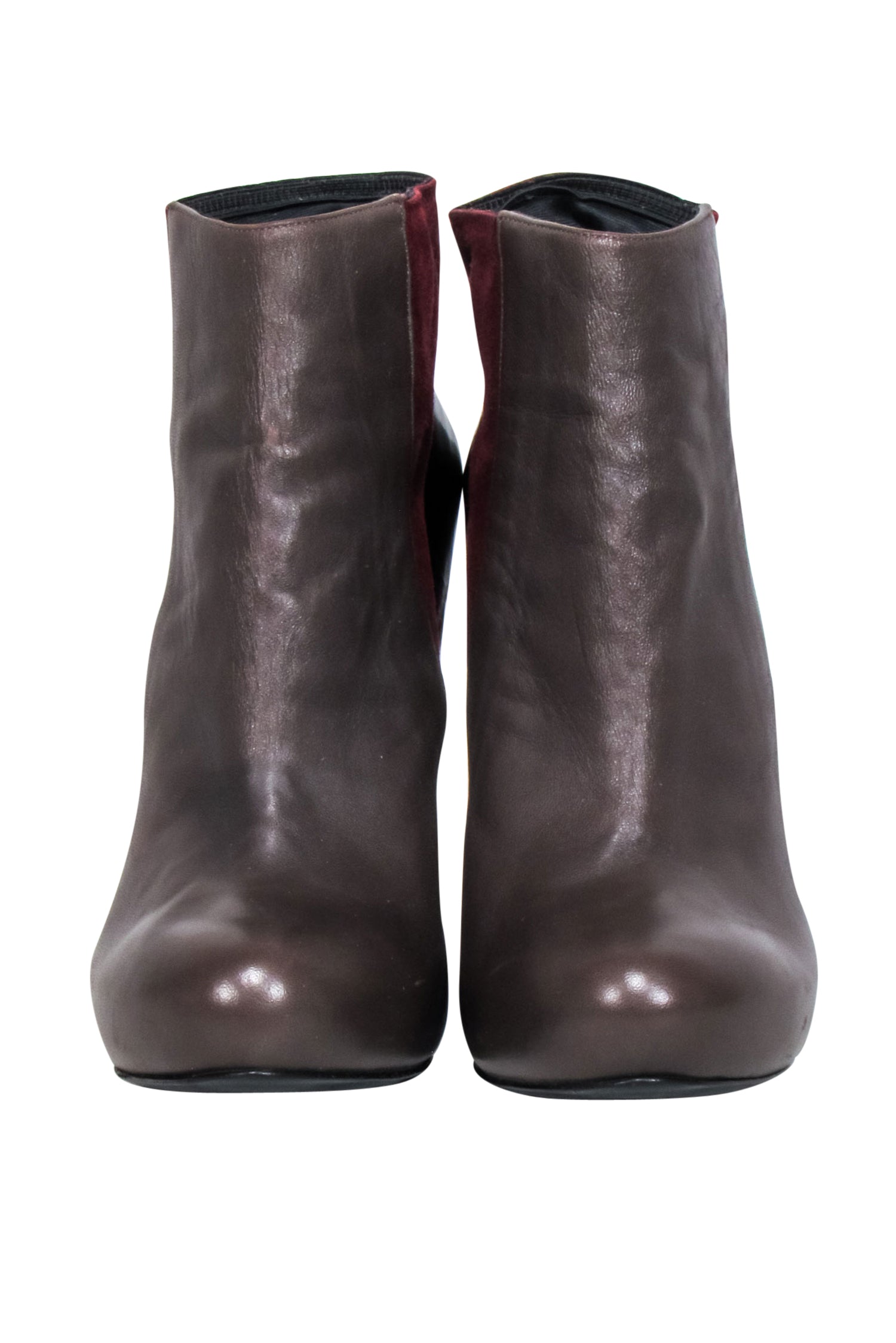 Pierre Hardy Colorful Block Heeled Booties - Brown, Black & Maroon, Size 8