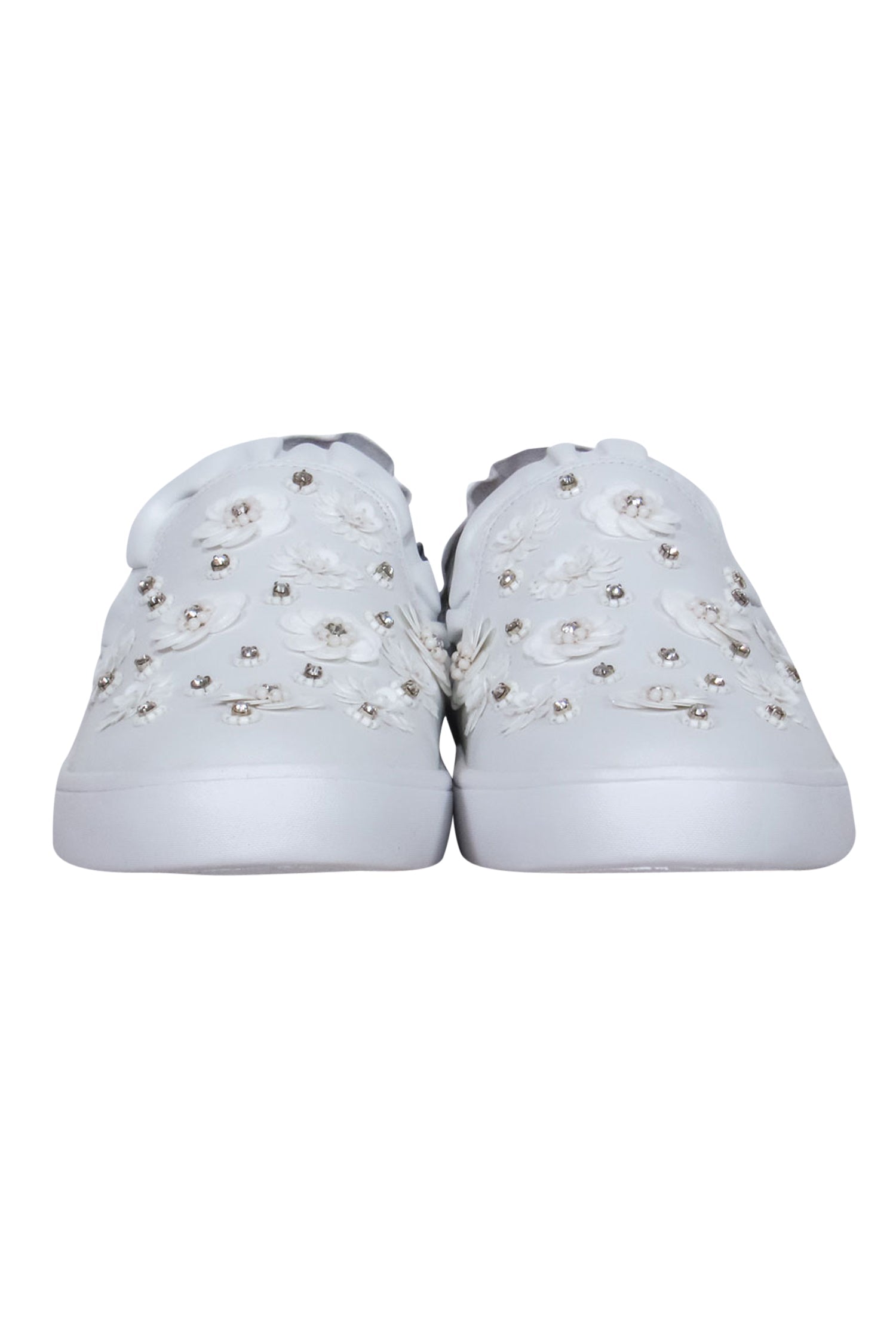 Kate Spade's Sparkling White Leather Louise Slip-On Sneakers - Size 7.5