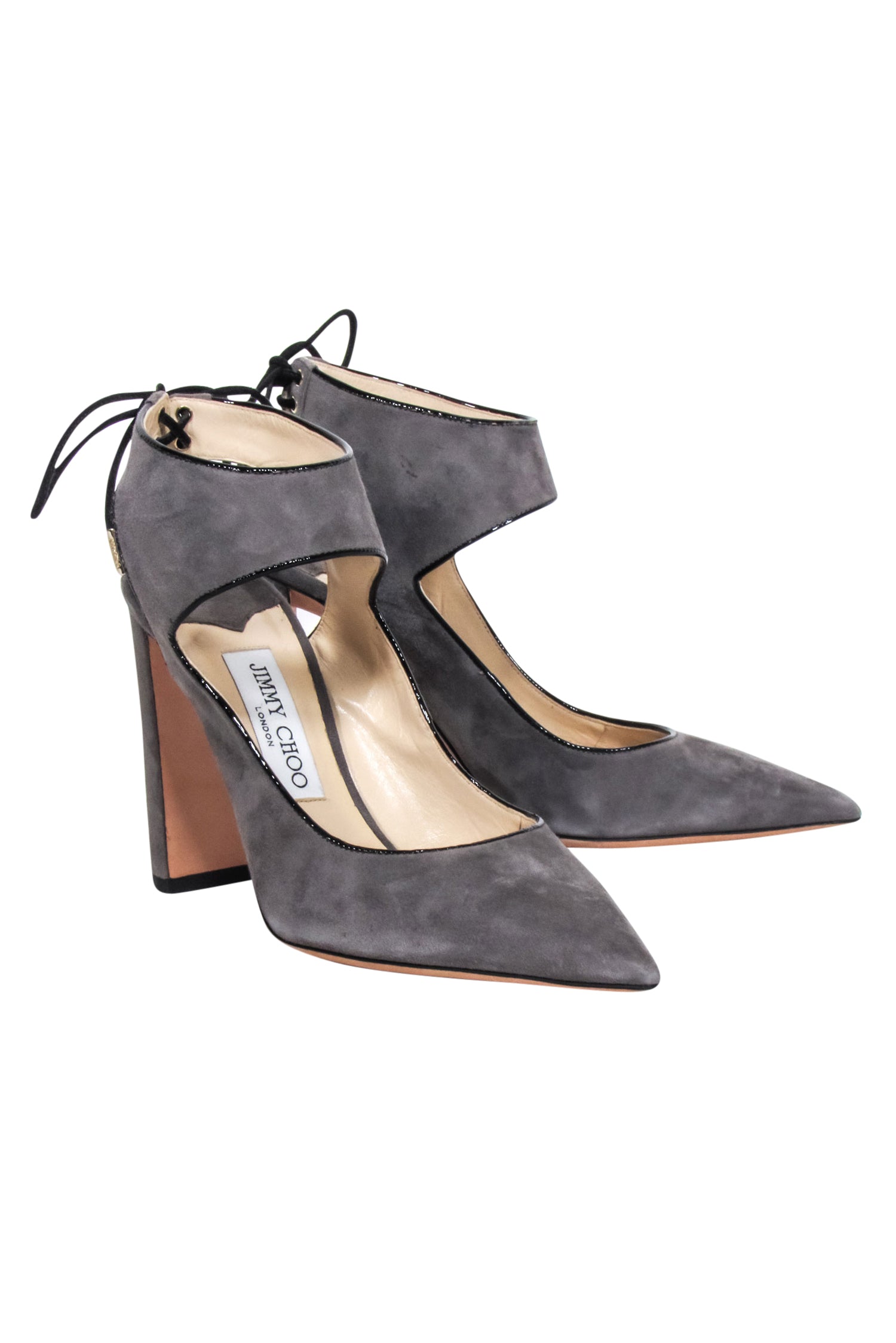 Jimmy Choo Grey Suede Strappy Tie Pumps - Size 8 - Elevate Your Style!