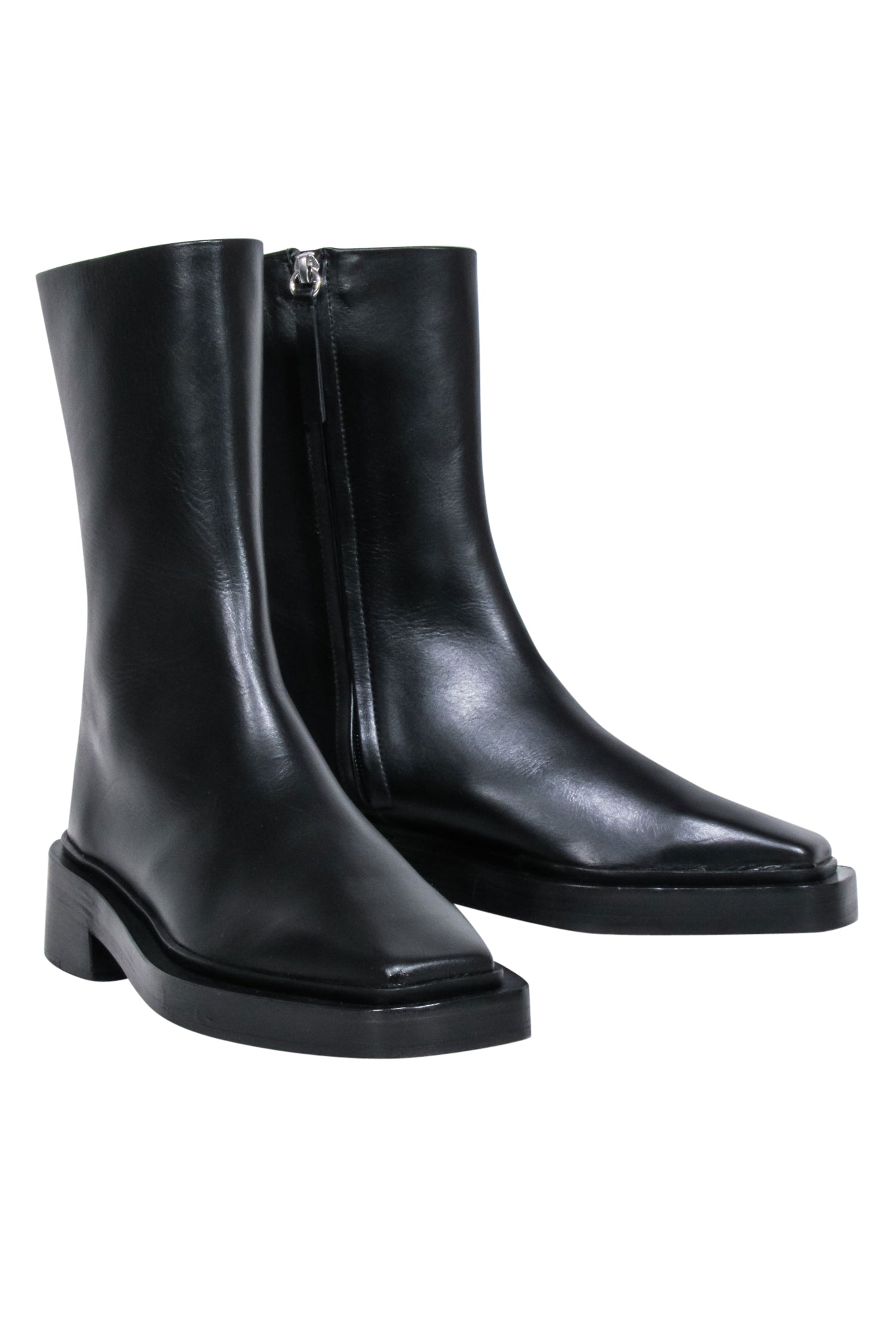 Poetry Black Leather Square Toe Boots - Size 8 - Stylish Spanish Craftsmanship