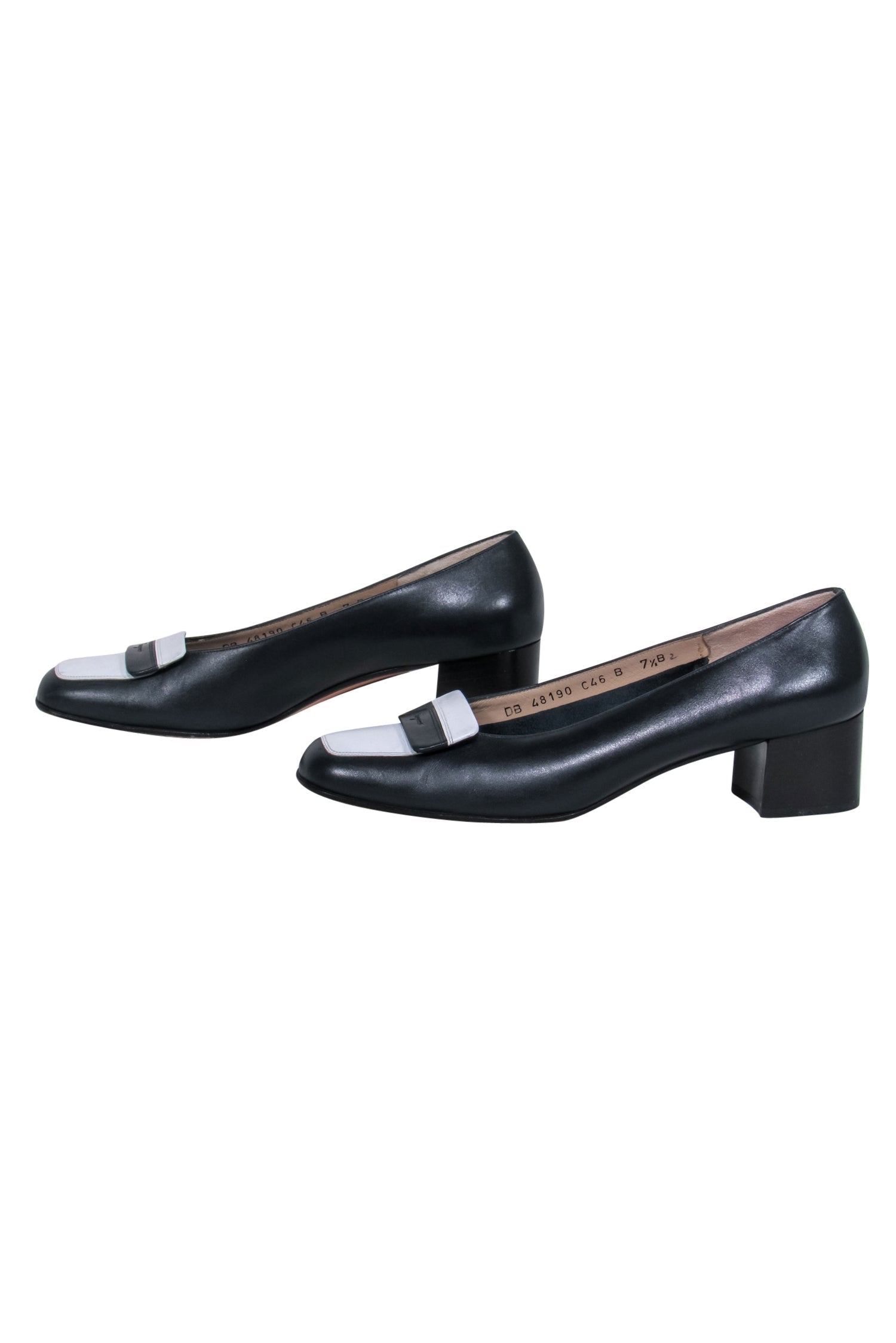Ferragamo's Stunning Black & White Block Heel Loafers - Size 7.5