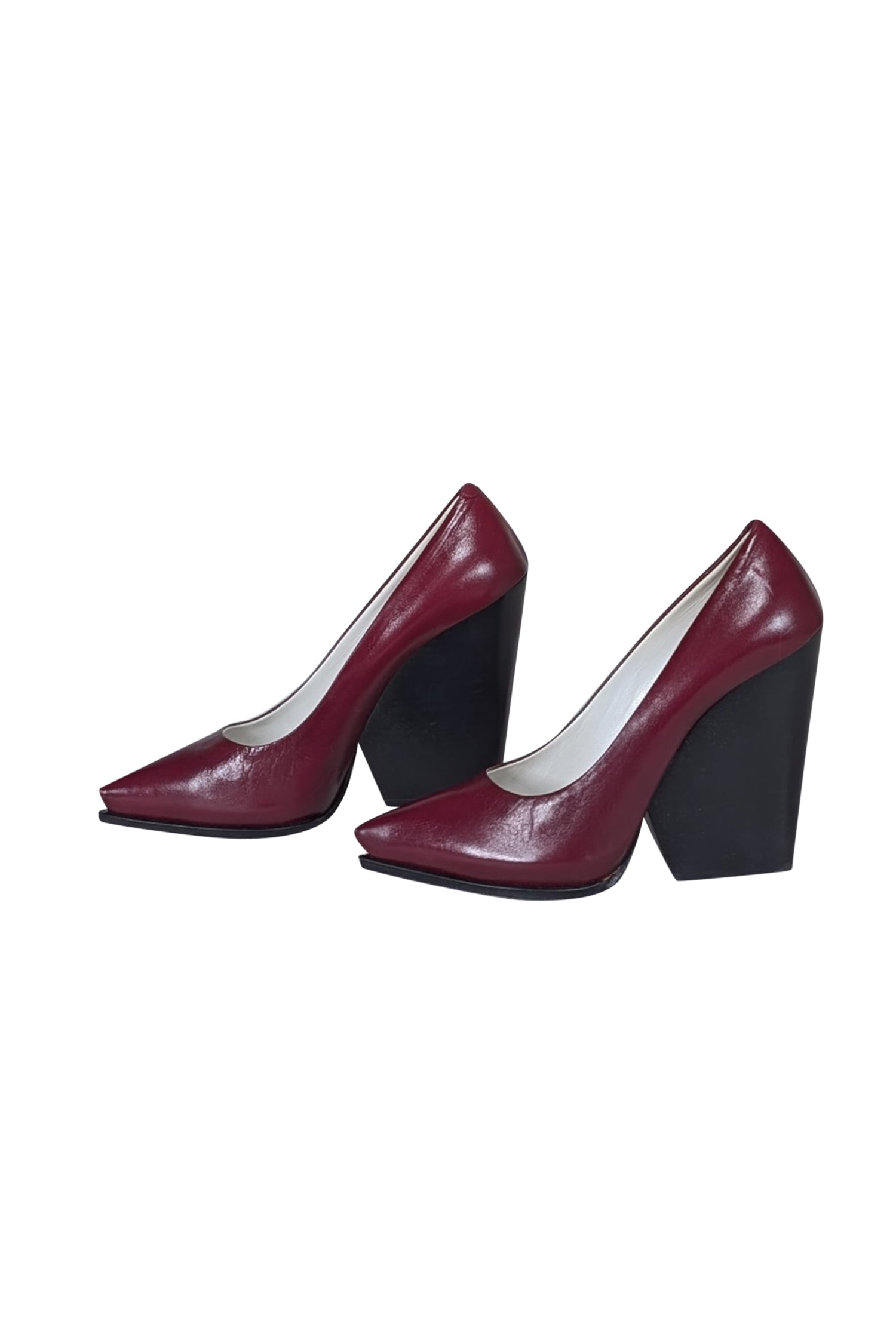 Celine's Stunning Maroon Leather Chunky Heel Pumps - Size 10