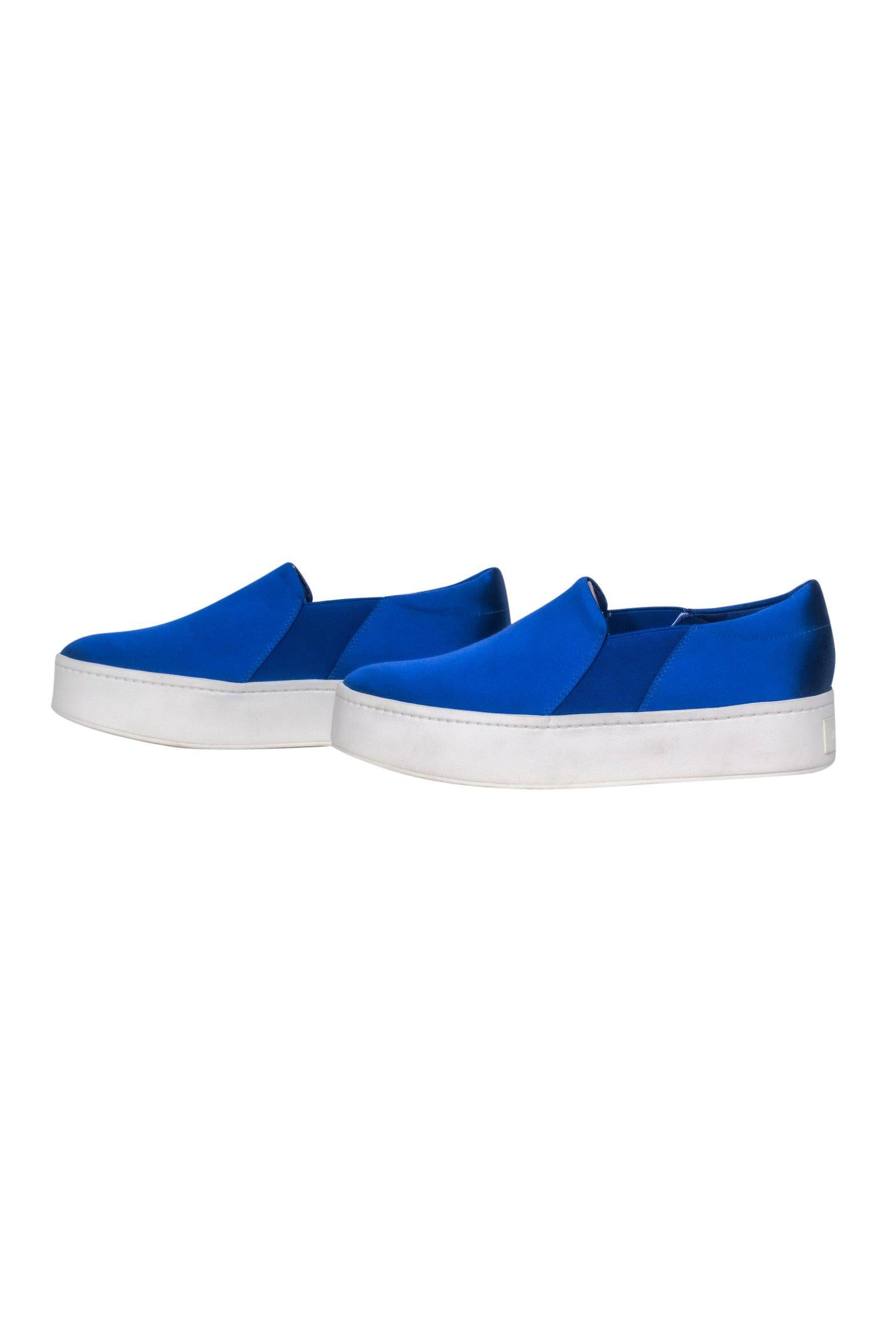 Vince Royal Blue Satin Slip-On Platform Sneakers - Size 7: Elevate Your Style!