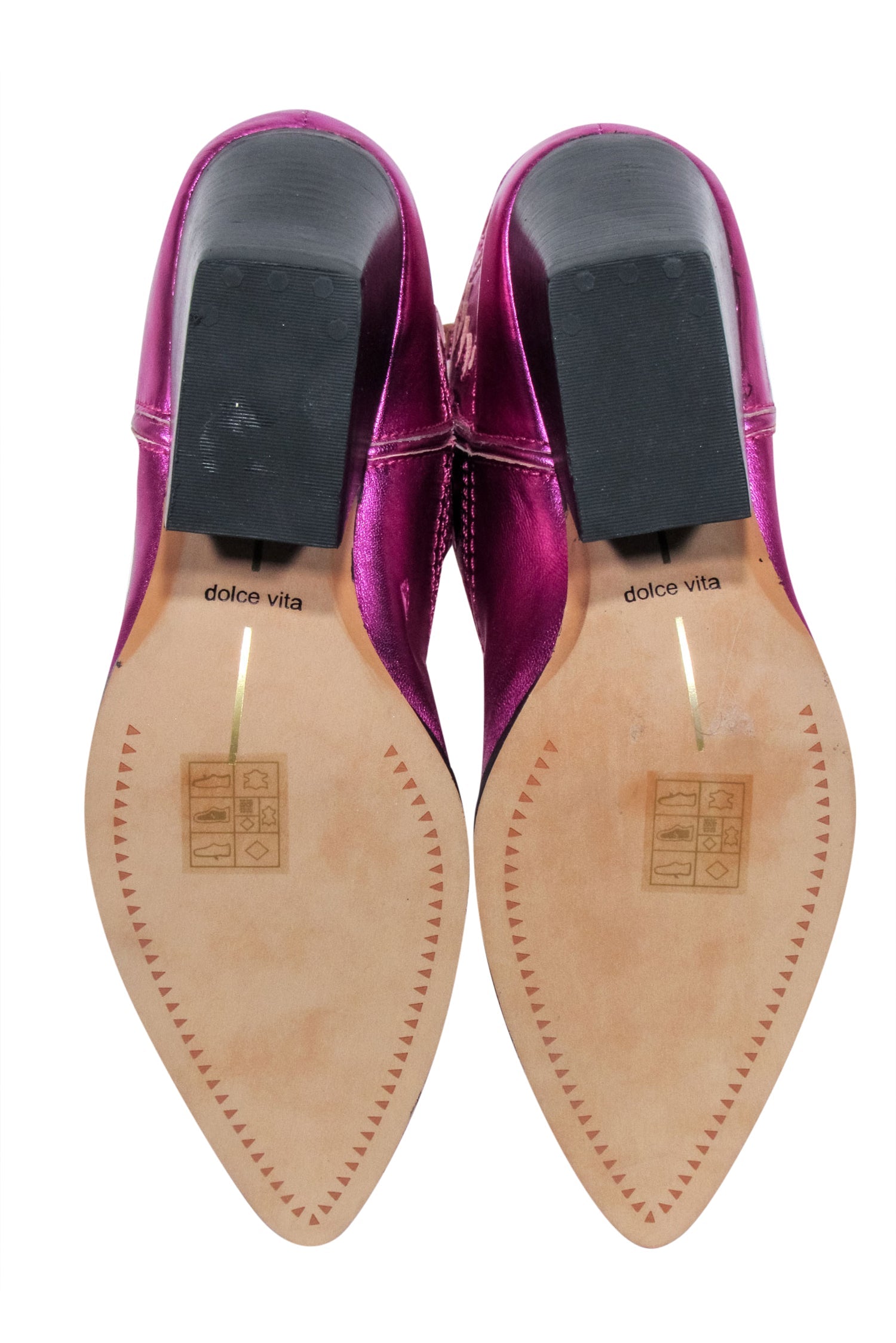 Dolce Vita Metallic Pink Western Short Boots - Size 7.5 - Sparkle at the Rodeo!