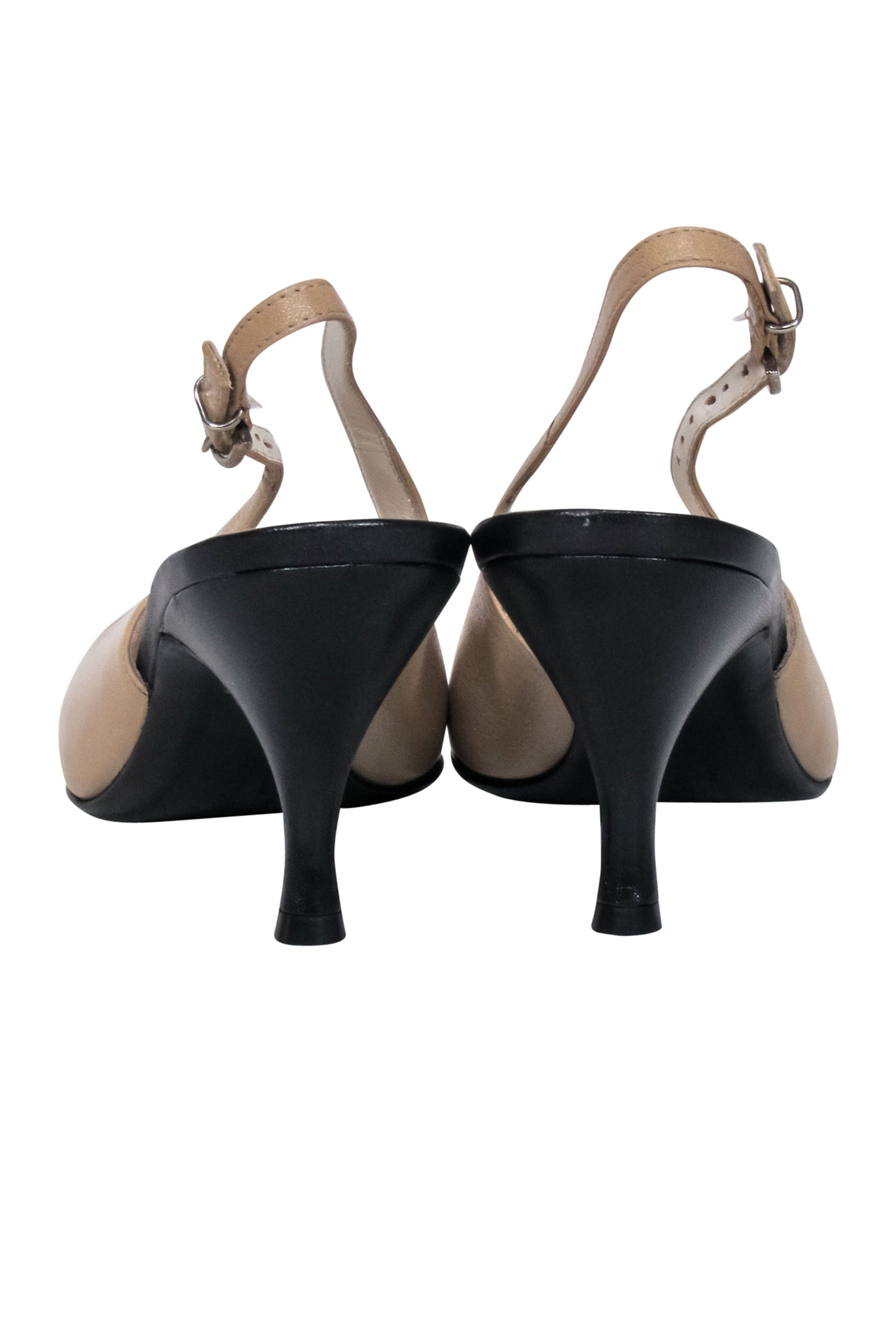 Ferragamo Cream & Black Cap Toe Slingback Pumps - Size 6.5: Elevate Your Style!