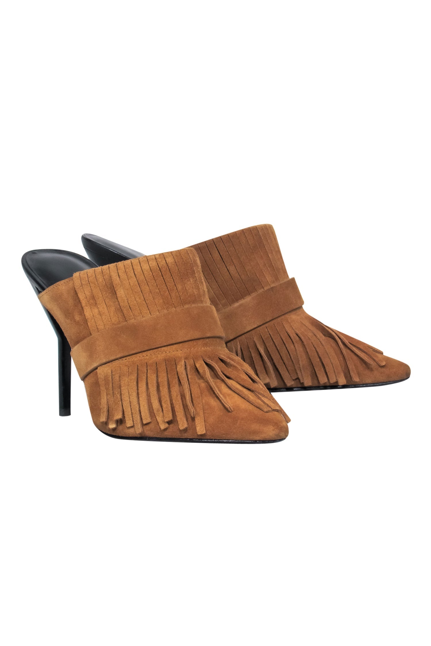 3.1 Phillip Lim Brown Suede Fringed Mule Pumps - Size 7.5: A Bohemian Chic Essential