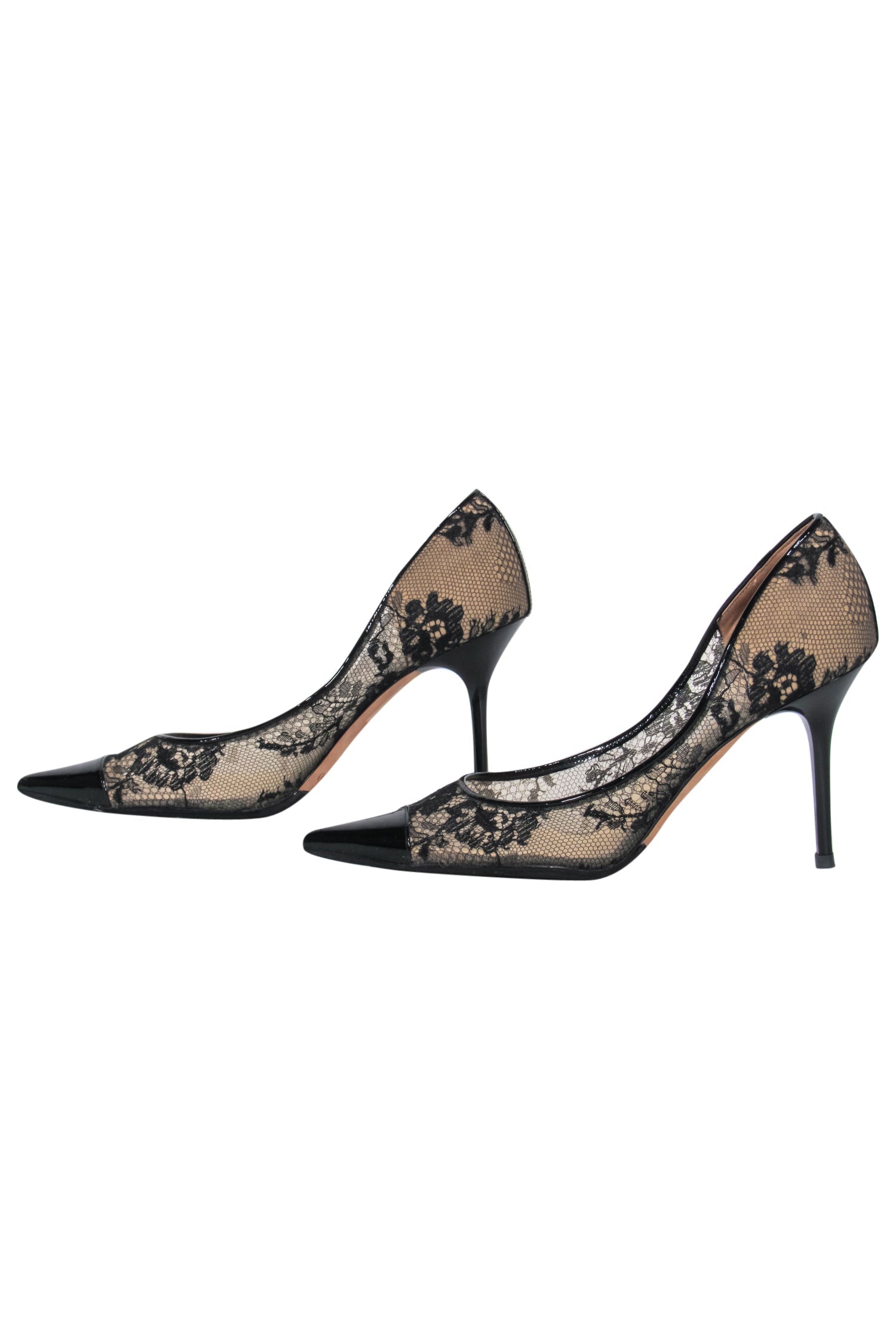 Jimmy Choo's Stunning Black Floral Lace Pointed Toe Pumps - Size 7