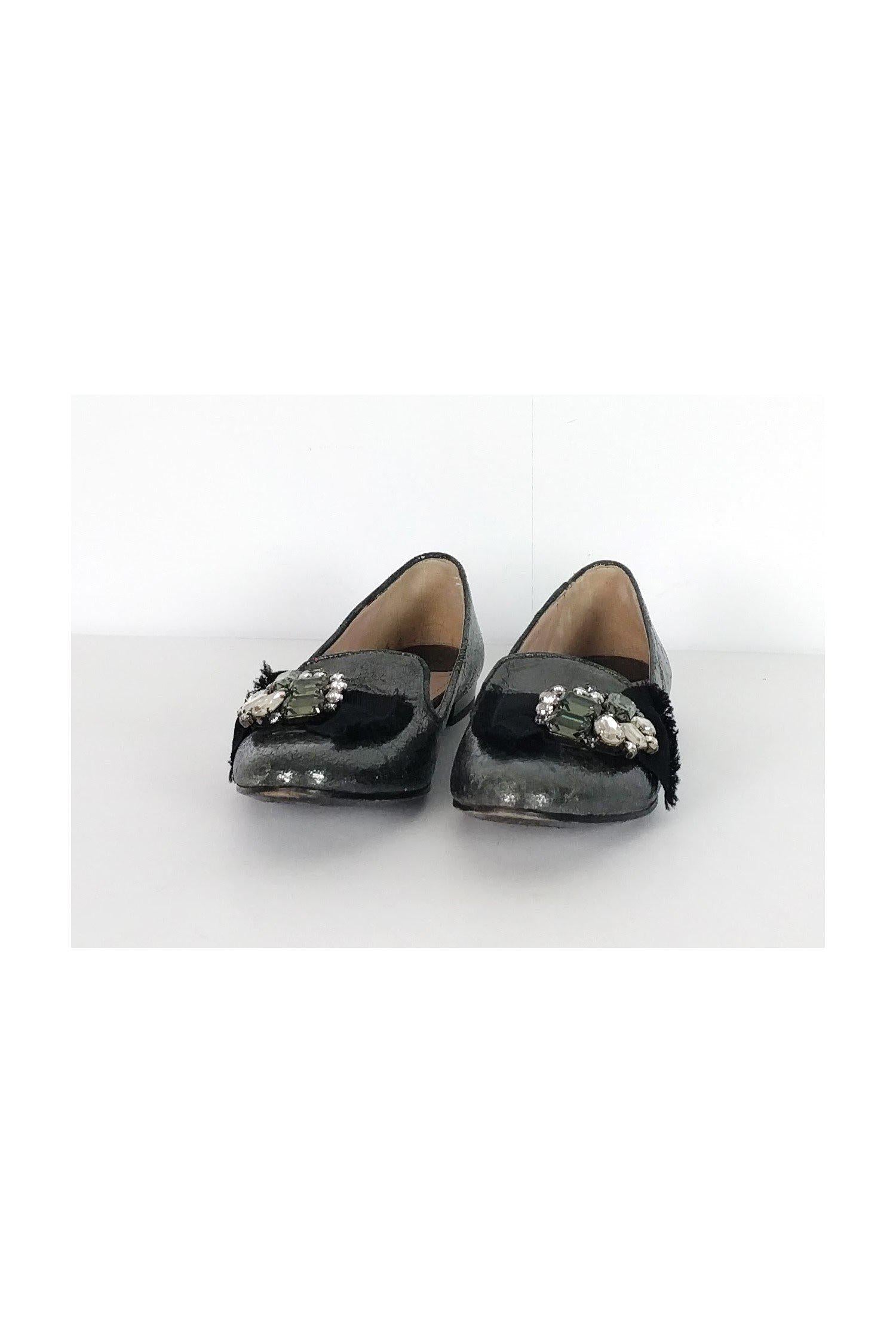 Miu Miu Crackled Grey Ballerina Flats - Size 6.5: Glamour Unleashed!
