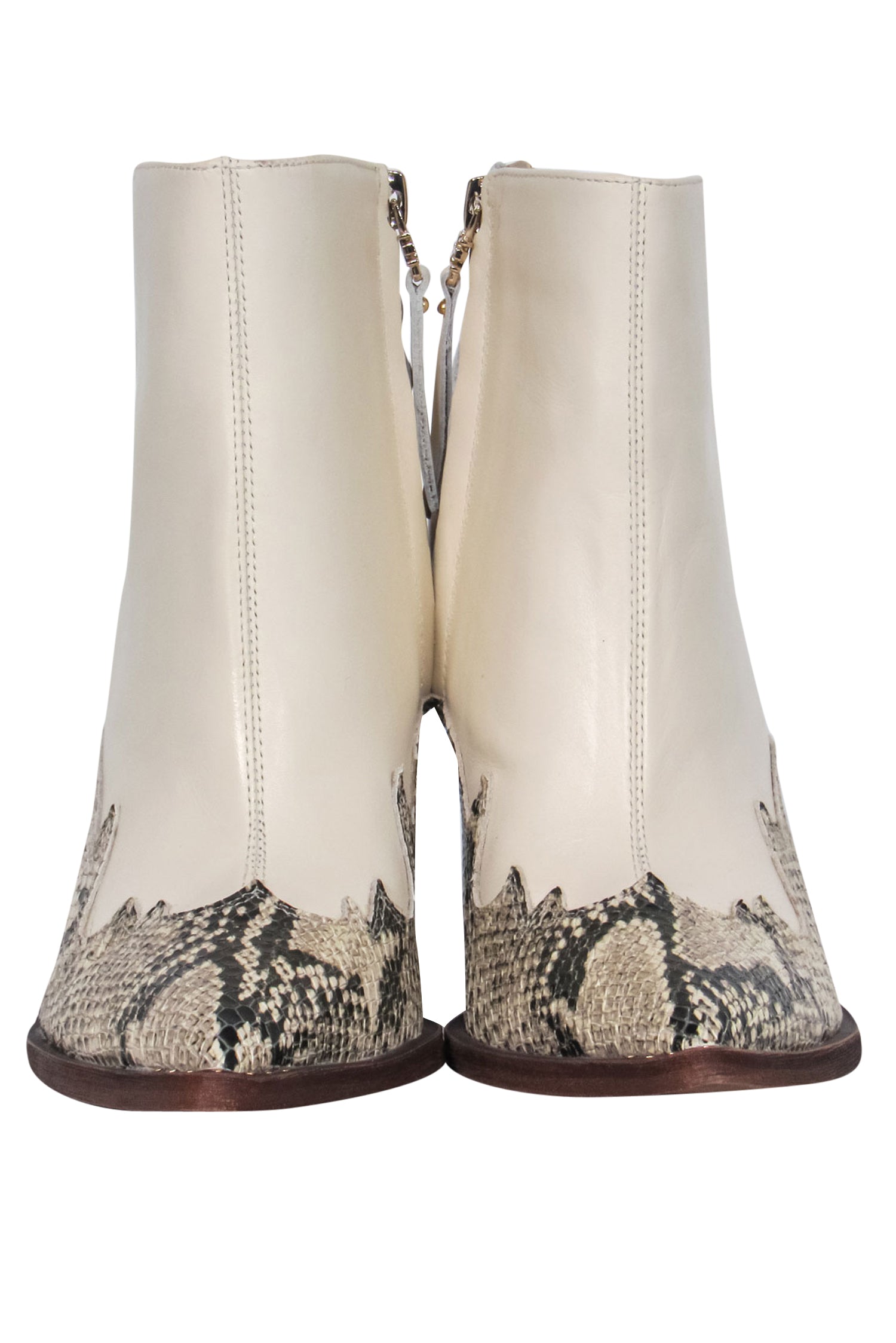 Sam Edelman's Stunning White & Snakeskin Print Western Booties - Size 8