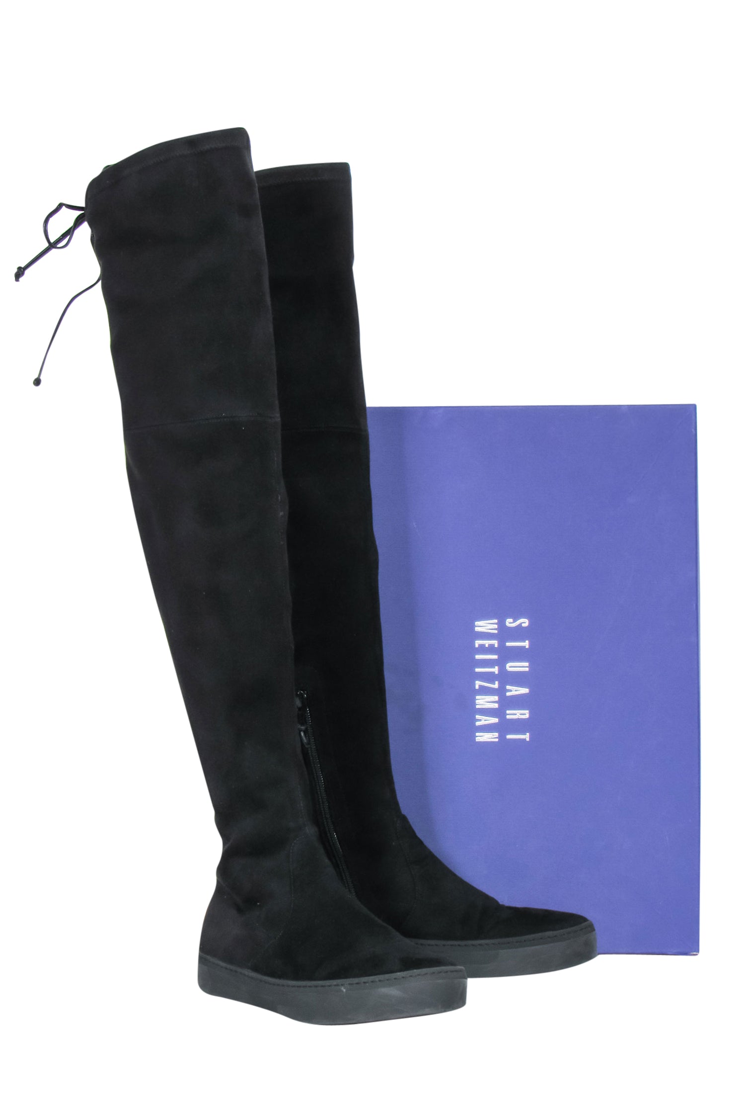 Stuart Weitzman's Playtime Black Suede Over-the-Knee Platform Boots - Size 7
