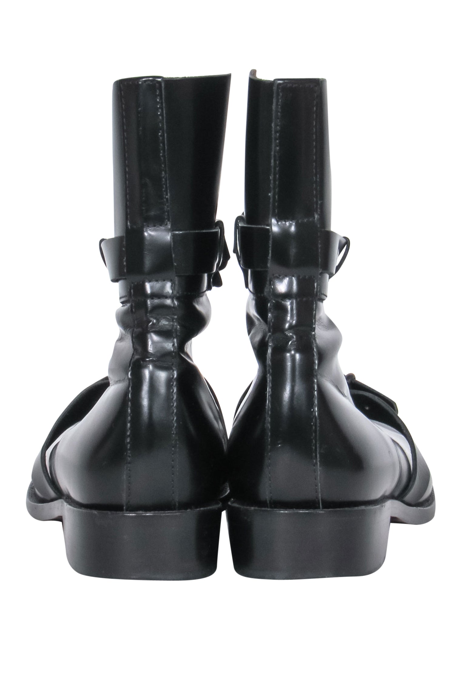 Acne Studios - Stunning Black Leather Buckled Cutout Petra Booties in Size 8