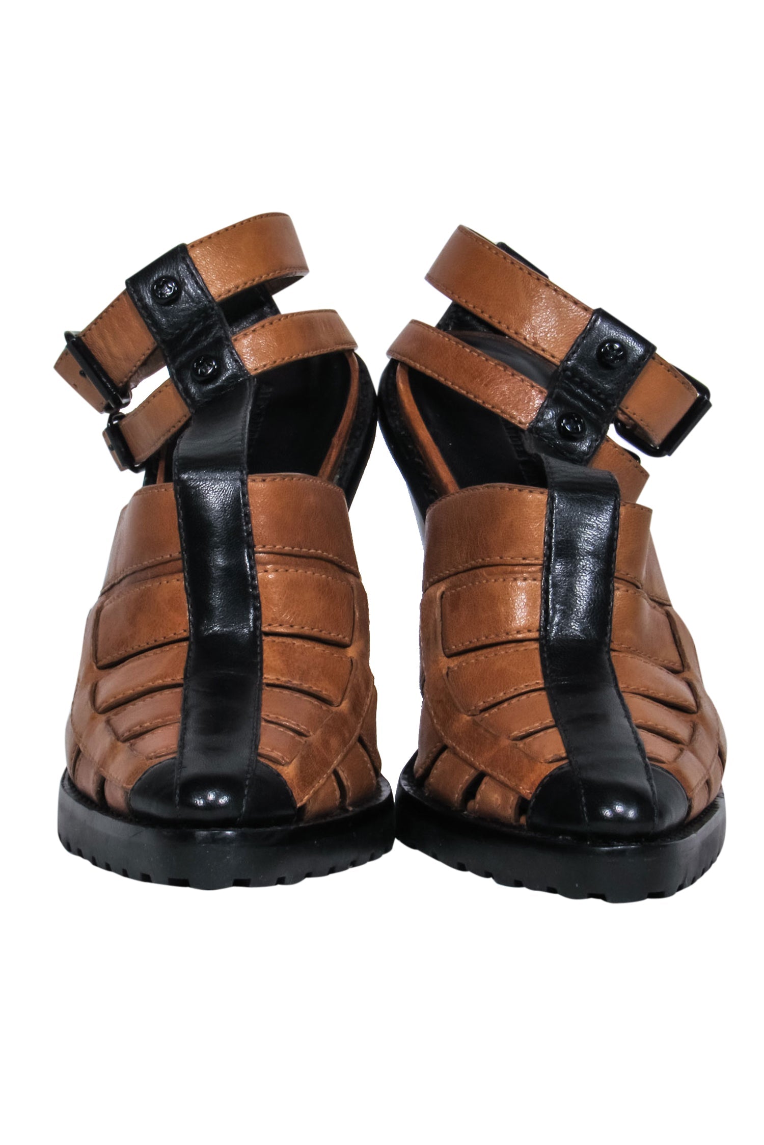 Alexander Wang Brown & Black Woven Leather Pointed Toe Heels - Size 7: A Summer Fashion Statement!