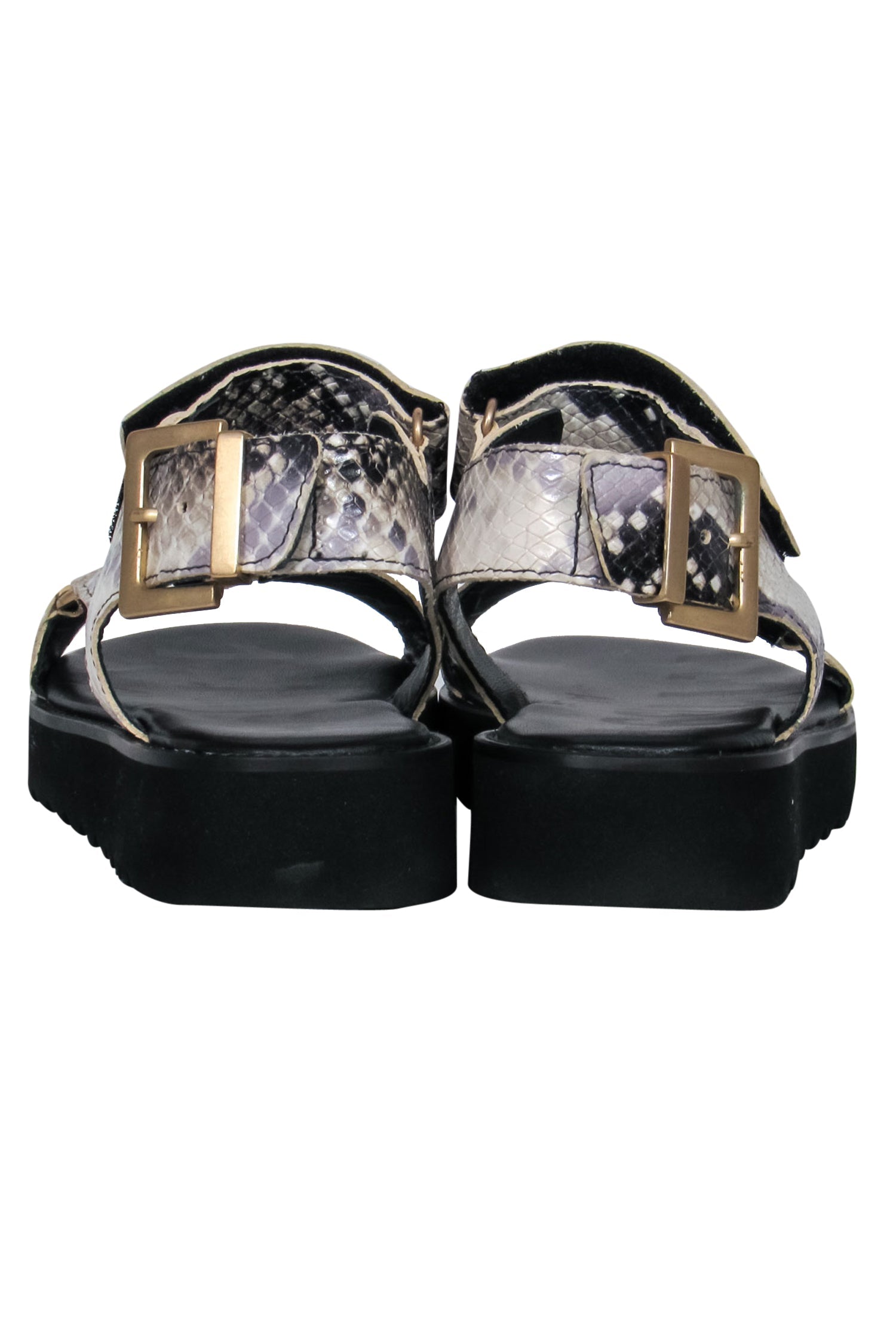 All Saints' Groovy Beige Faux Snakeskin Rhianne Strappy Platform Sandals - Size 8