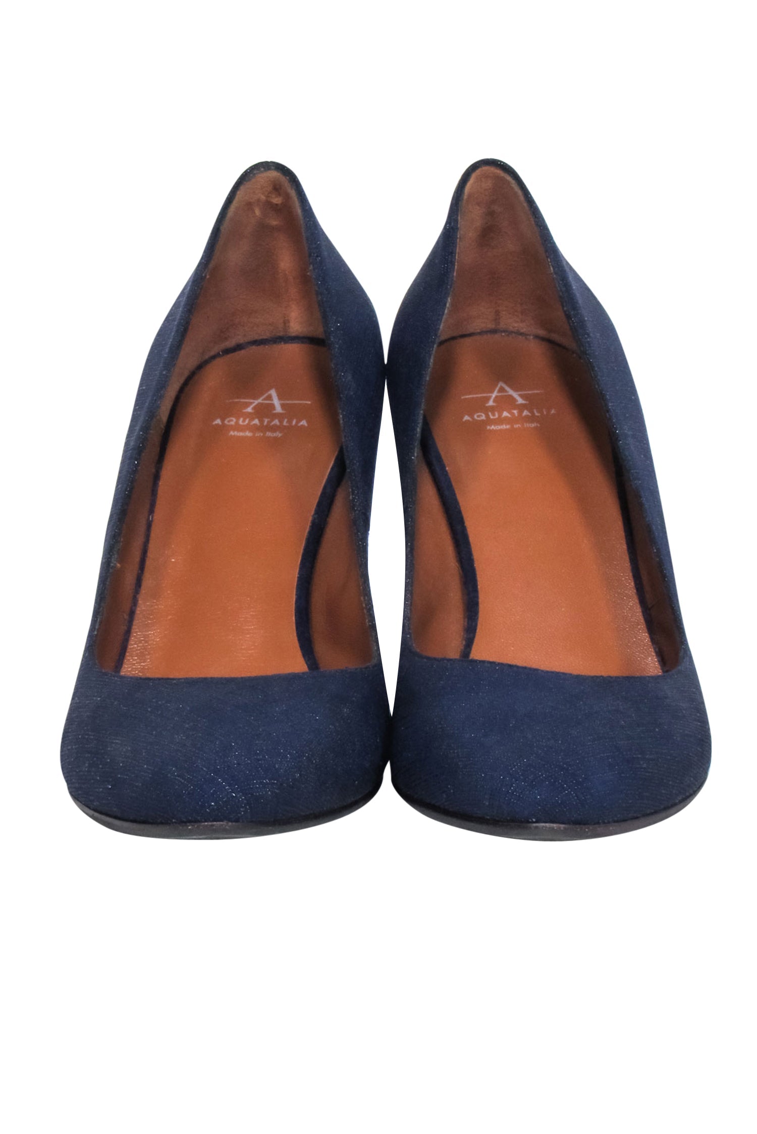 Aquatalia Navy Textured Wedge Heels - Size 8: Fashionable Office to Happy Hour Essential