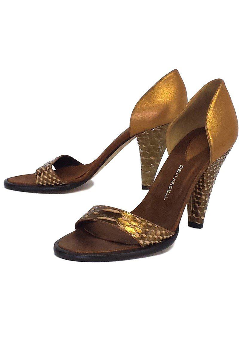 Devi Kroell - Stunning Bronze Metallic Textured Leather Heels in Size 9!