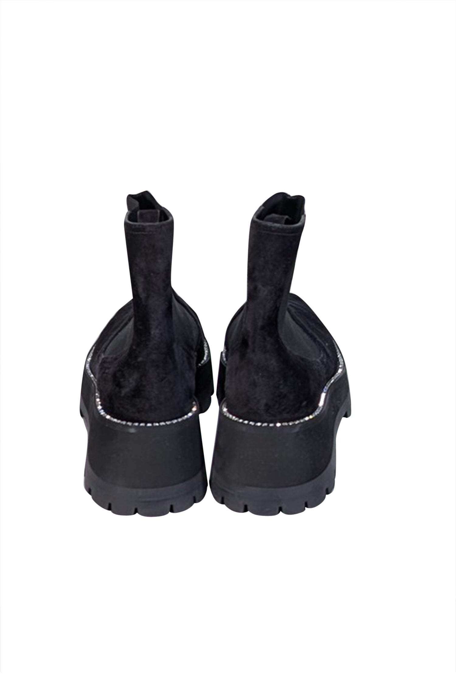 Jimmy Choo Black Suede Rhinestone-Trimmed Short Boots - Size 11