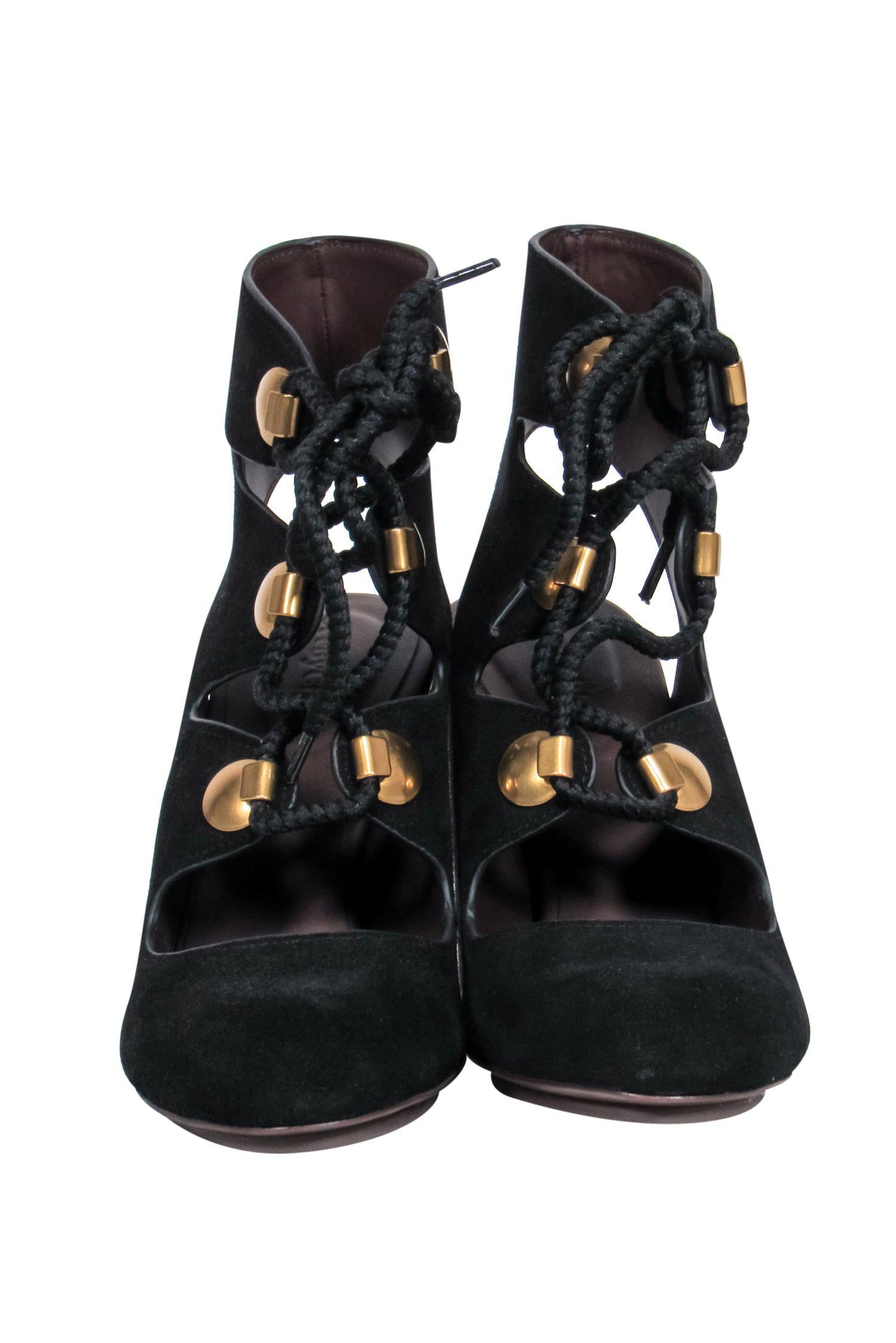 See by Chloe's Alluring Black Suede Lace - Up Pumps, Size 8.5
