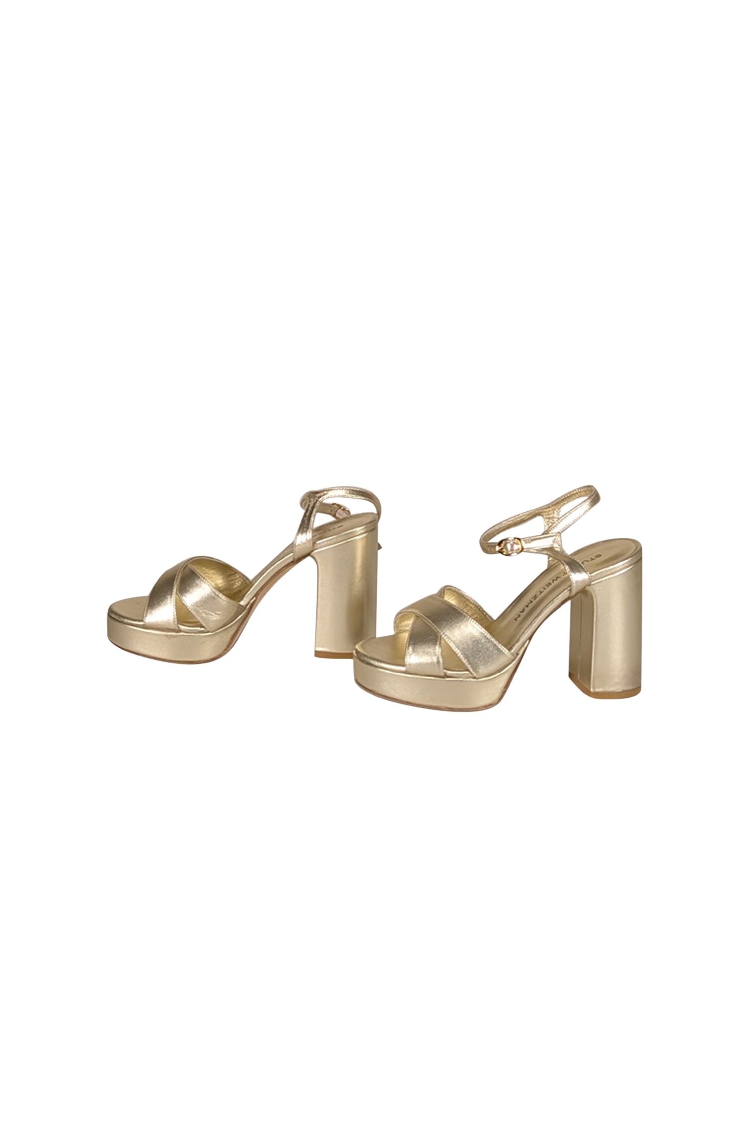 Stuart Weitzman's Glorious Gold Leather Platform Heels - Size 6.5