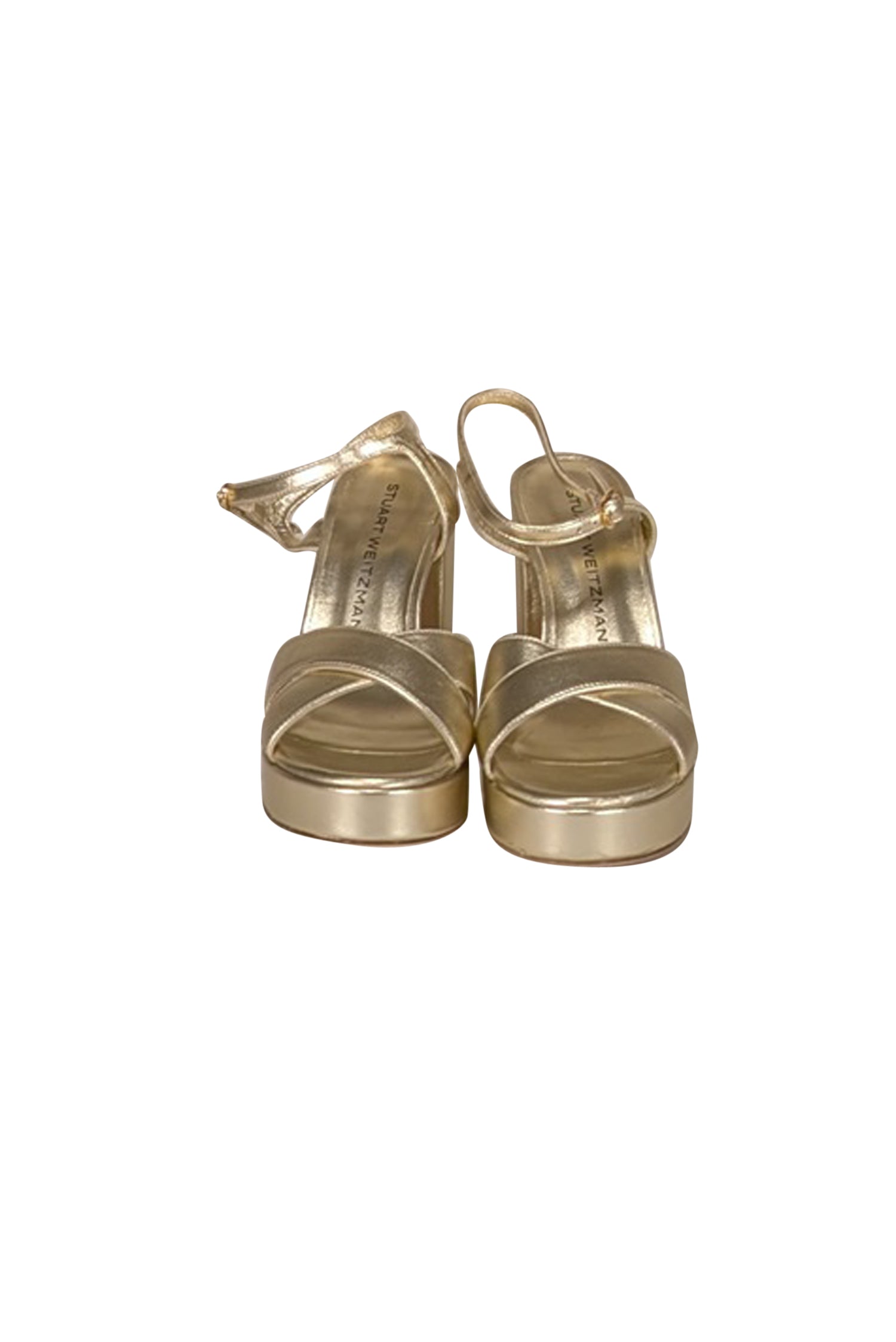 Stuart Weitzman's Glorious Gold Leather Platform Heels - Size 6.5