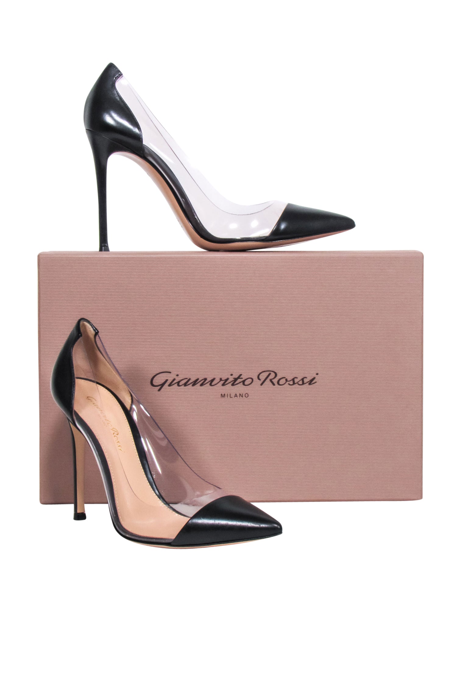 Gianvito Rossi Black Leather & PVC Pumps - Size 6.5 - Stunning Style!
