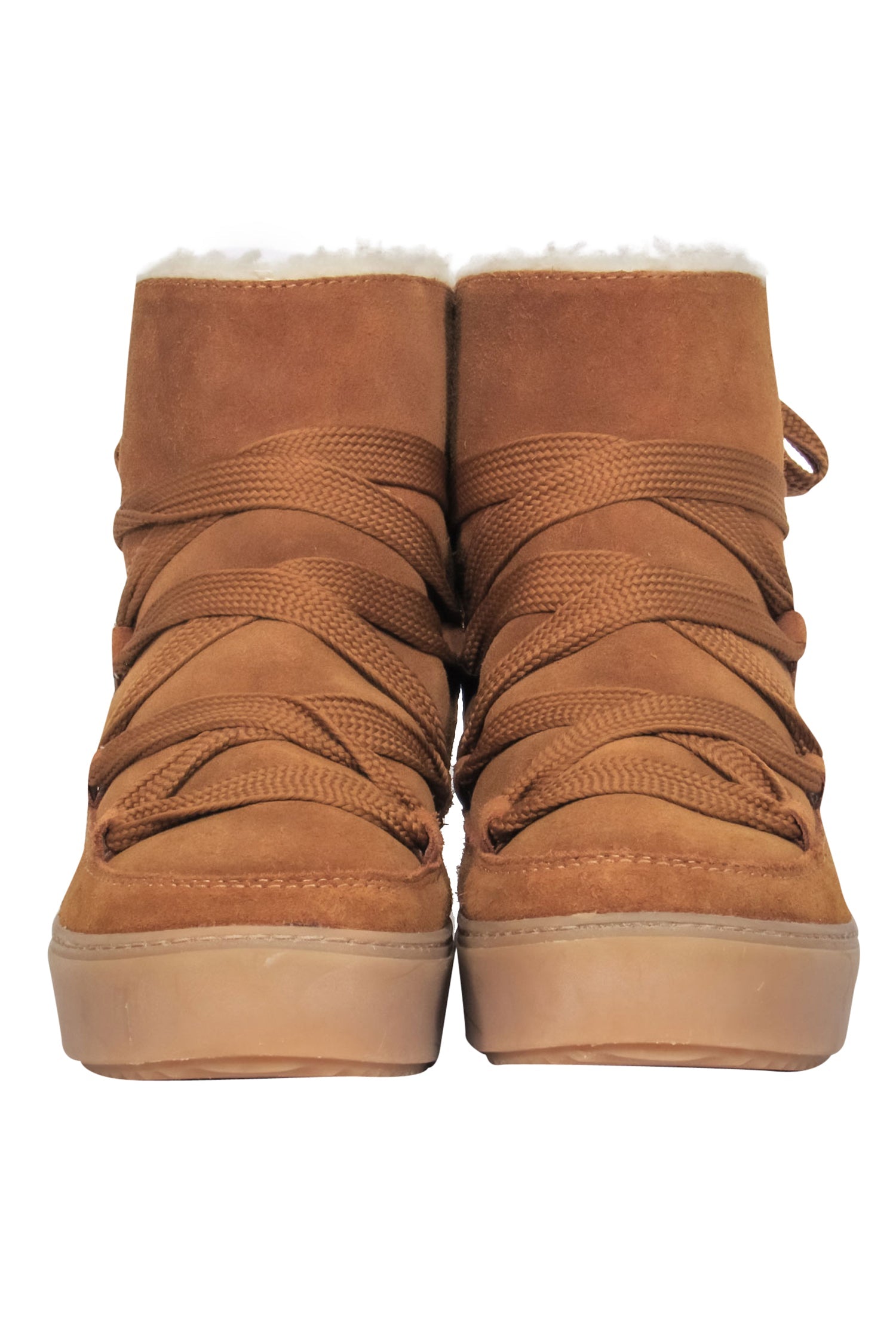 See by Chloe - Stylish Brown Suede Shearling-Lined Lace-Up Moccasin Boots in Size 9