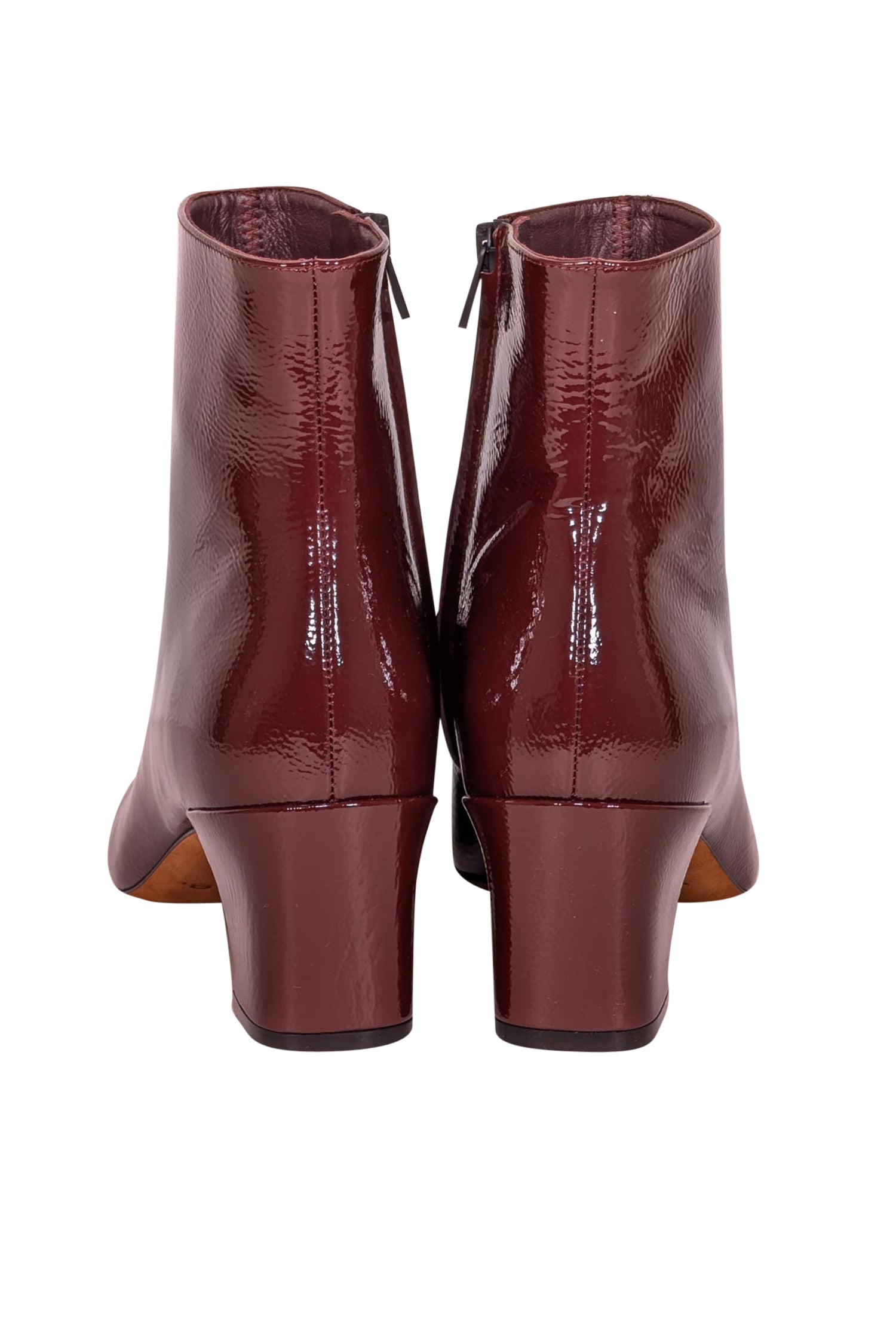 Vince 'Charli' Red Wine Patent Leather Short Boots - Size 8.5
