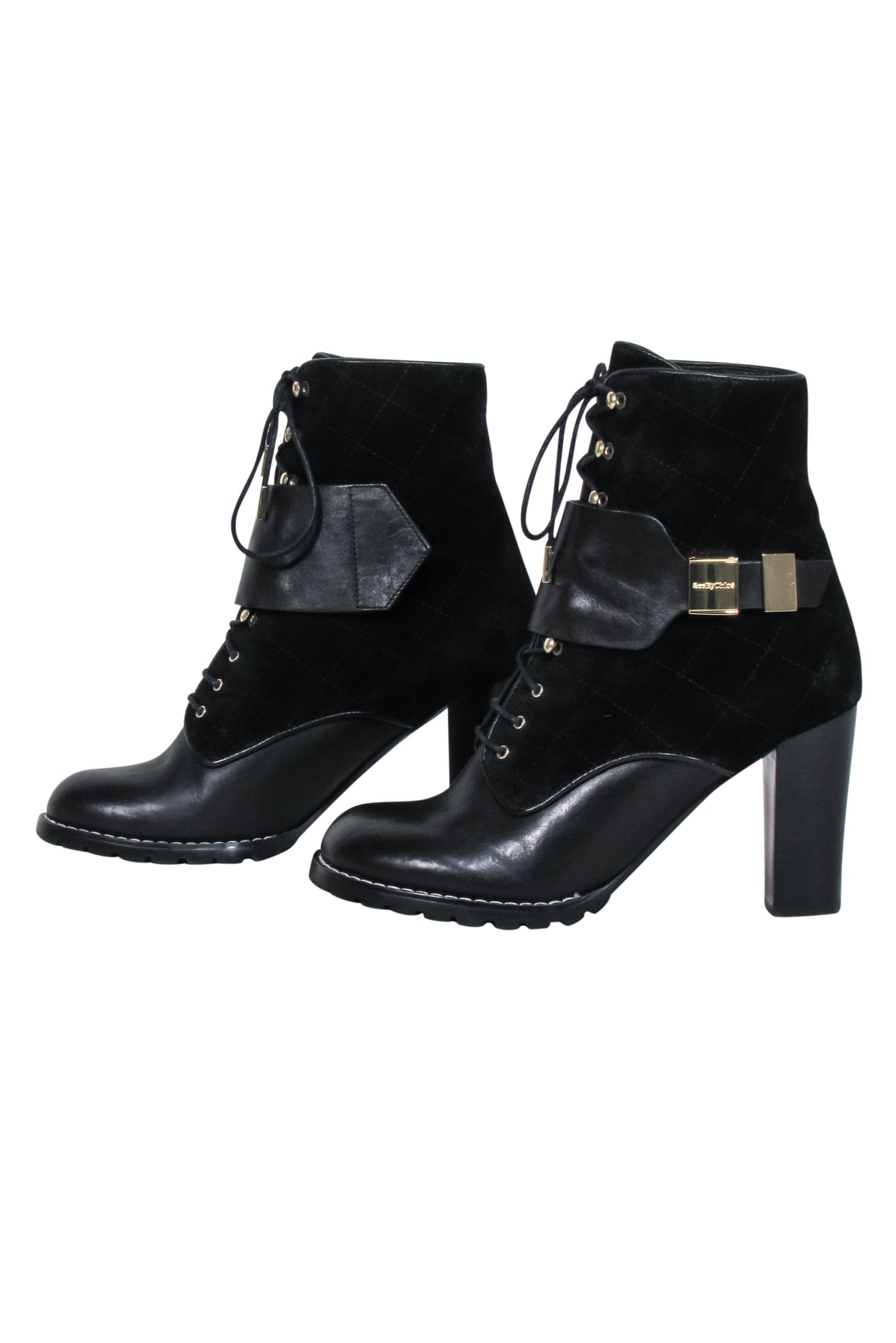 See by Chloe - Stunning Black Suede & Leather Short Boots, Size 7.5