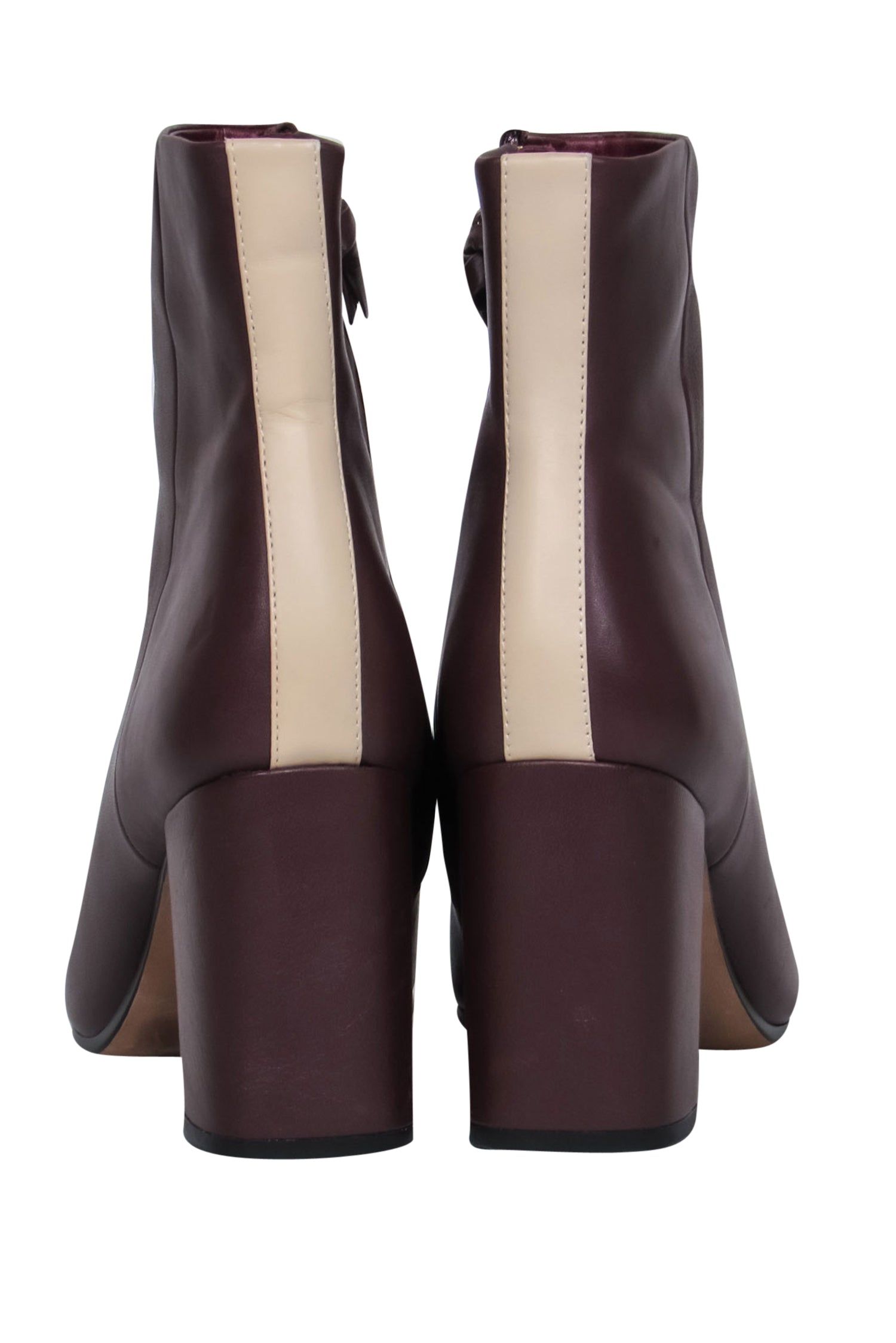 Diane von Furstenberg Burgundy Almond Toe Block Heel Booties - Size 8.5 - Fashion Essential