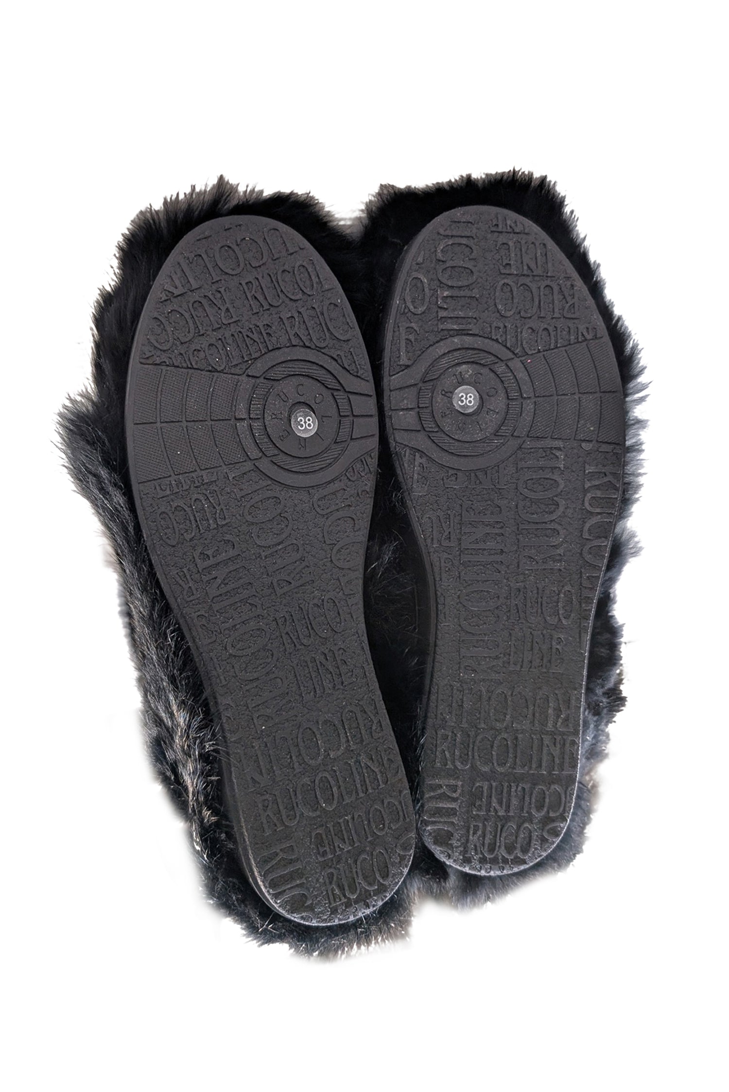 Ruco Line Black Rabbit Fur Short Boots - Size 8