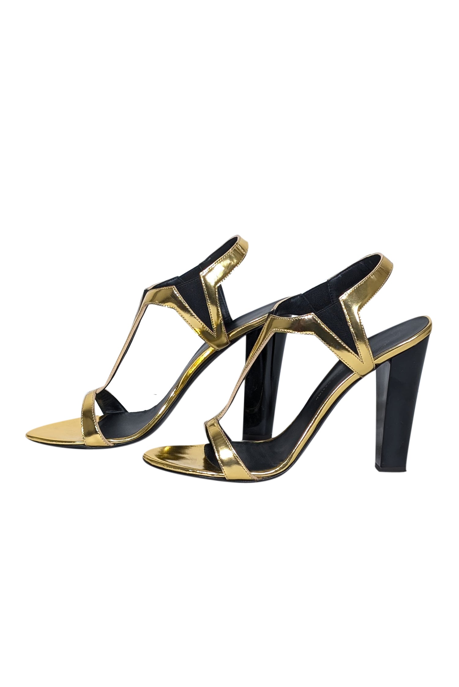 Giuseppe Zanotti Gold Metallic Open Toe Pumps - Size 9 - Unleash Your Rebel Style!